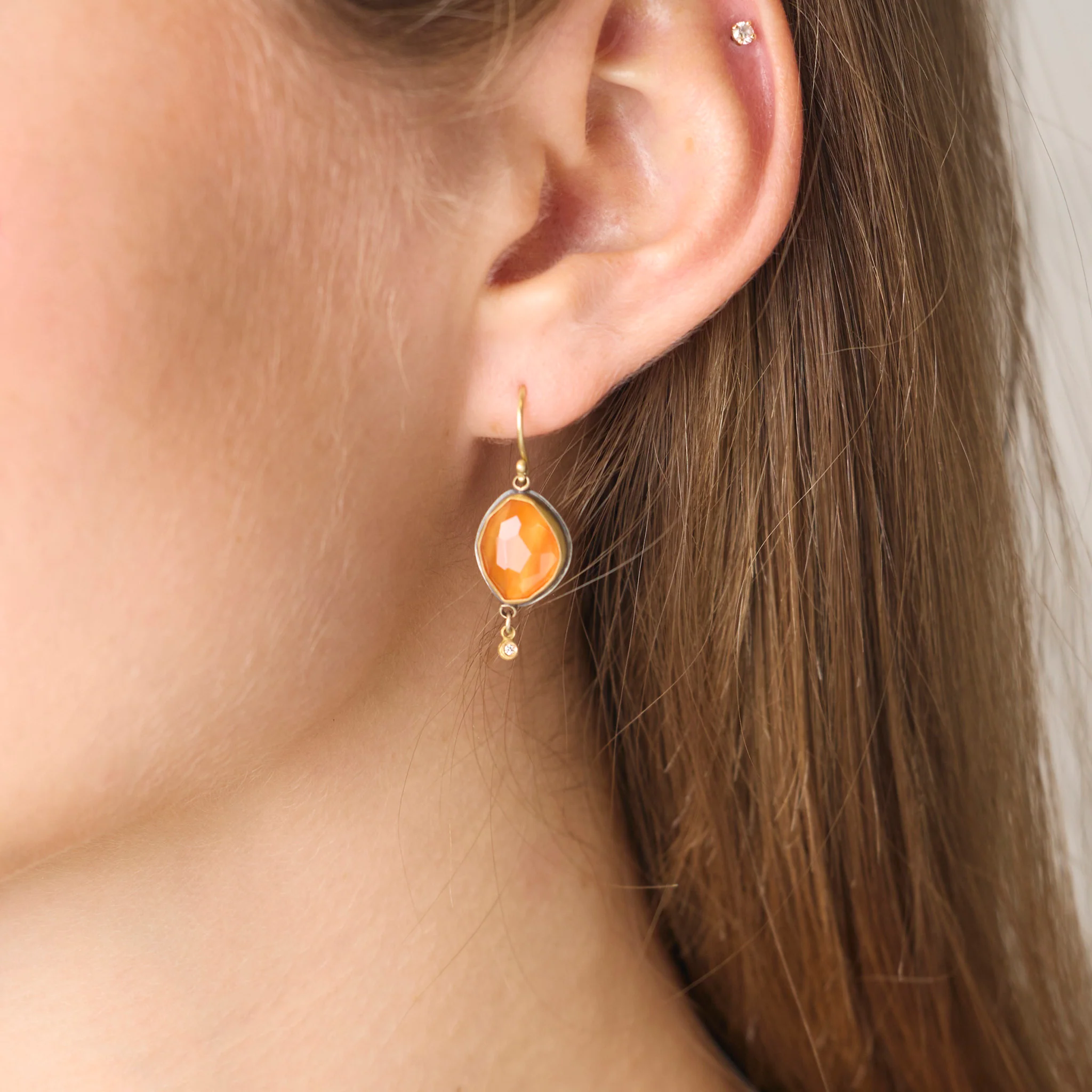 Rose Cut Carnelian Earrings - Image 2