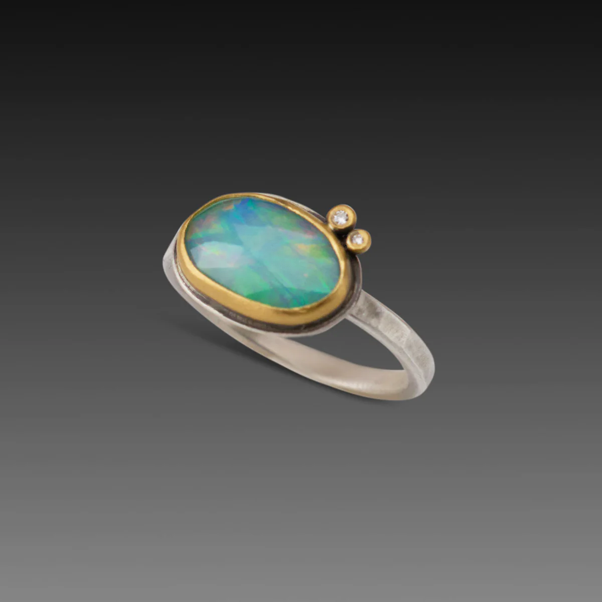 Rose Cut Ethiopian Opal Ring With Diamonds - Image 3