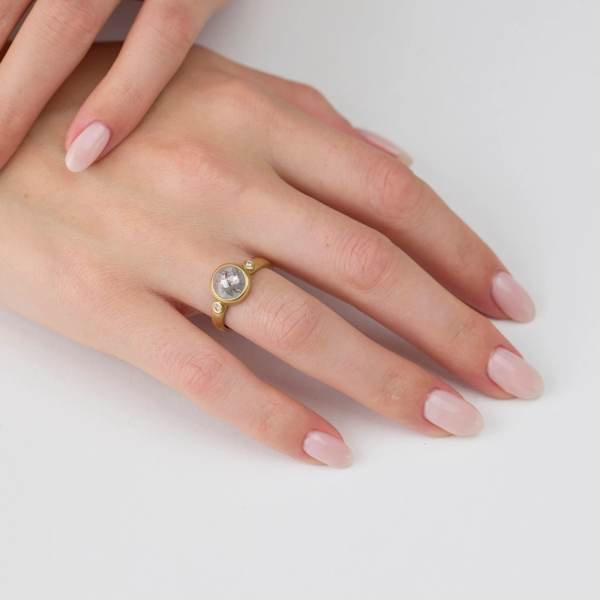 Rose Cut Gray Diamond Ring - Image 2