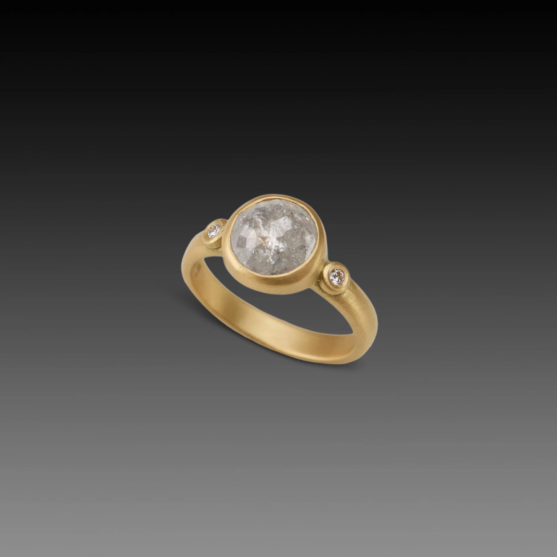 Rose Cut Gray Diamond Ring - Image 3