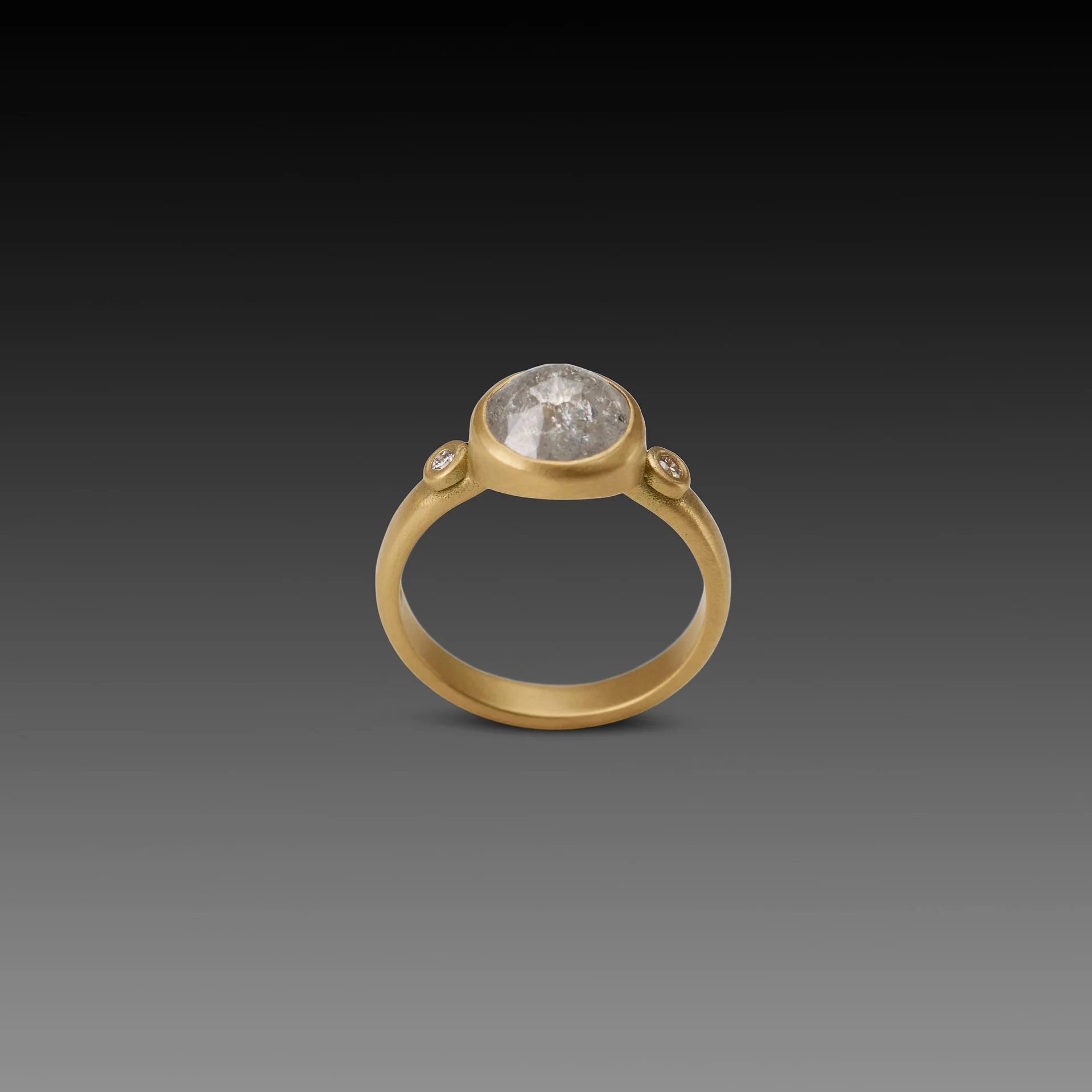 Rose Cut Gray Diamond Ring - Image 4