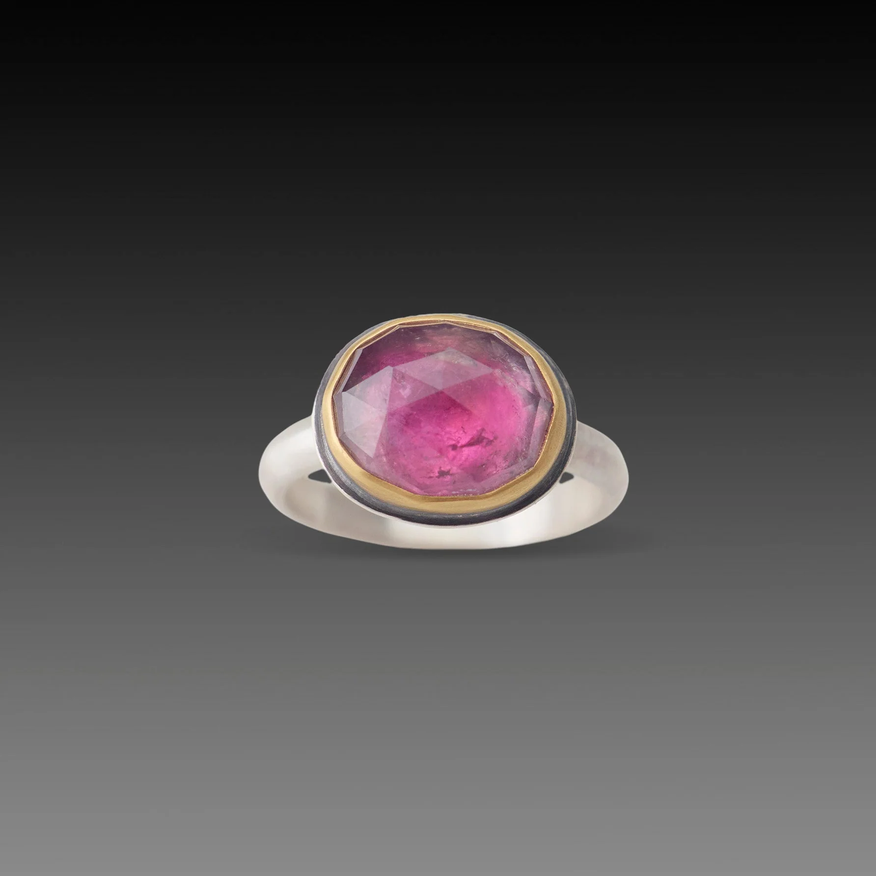 Rose Cut Pink Tourmaline Ring