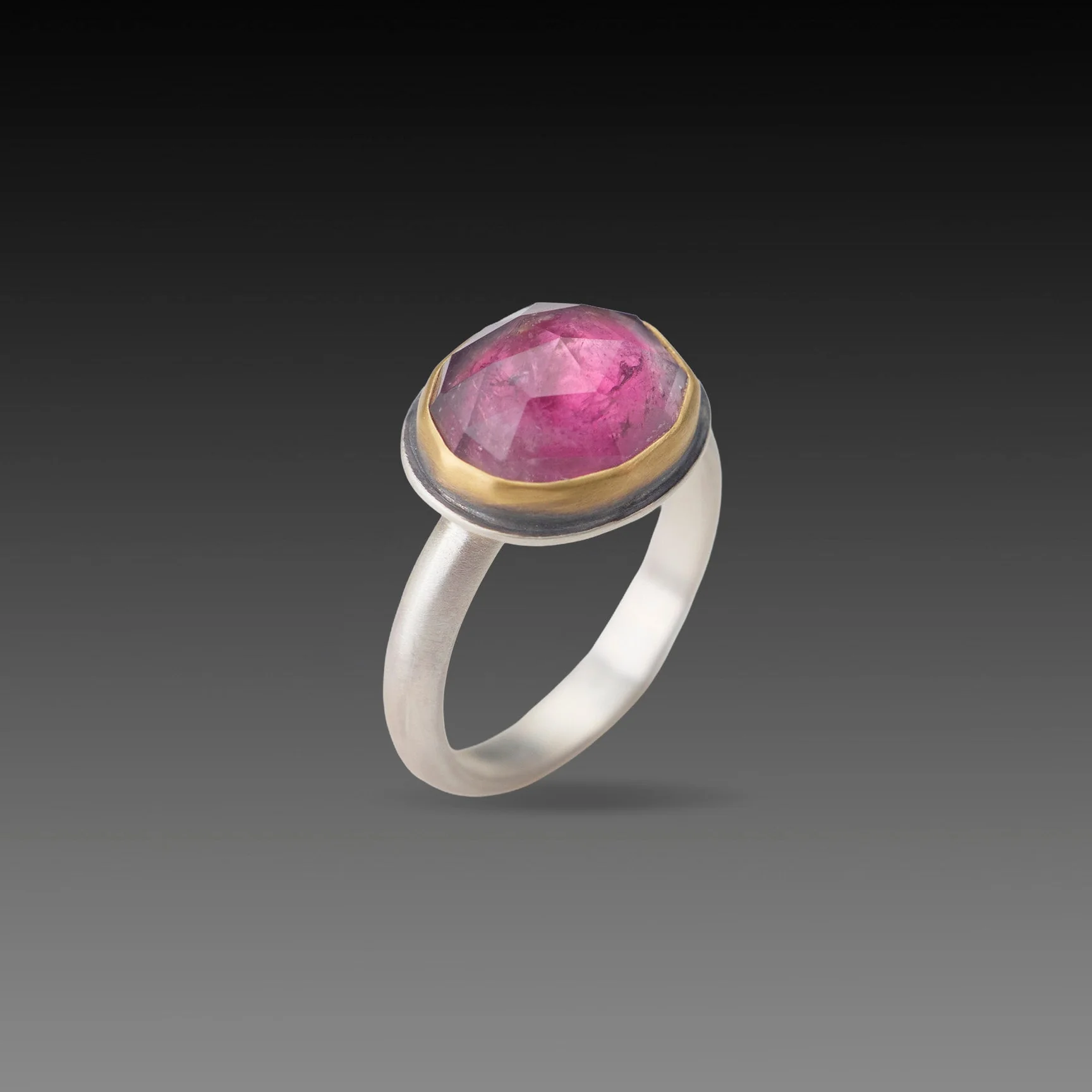 Rose Cut Pink Tourmaline Ring - Image 3