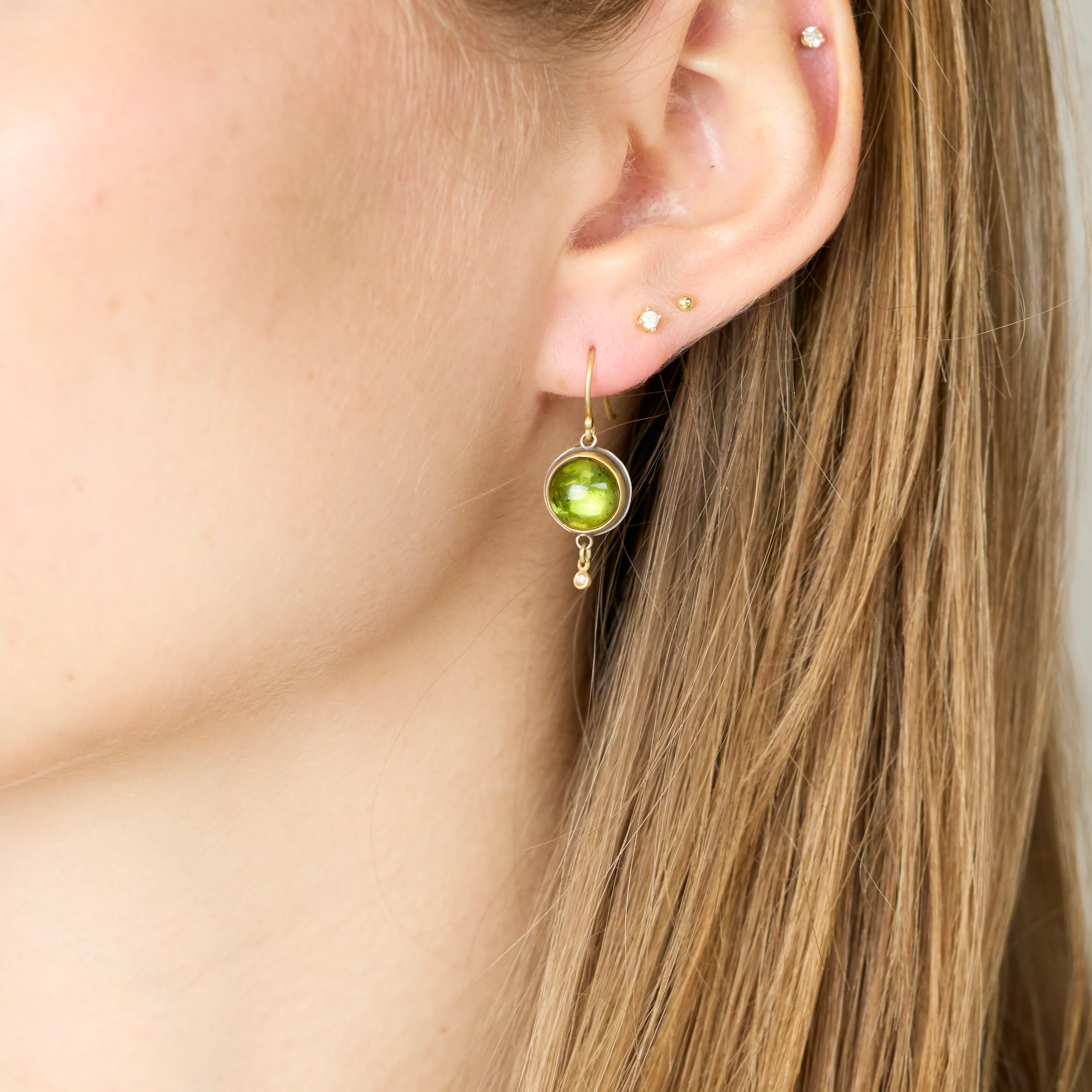 Round Green Tourmaline Earrings - Image 2