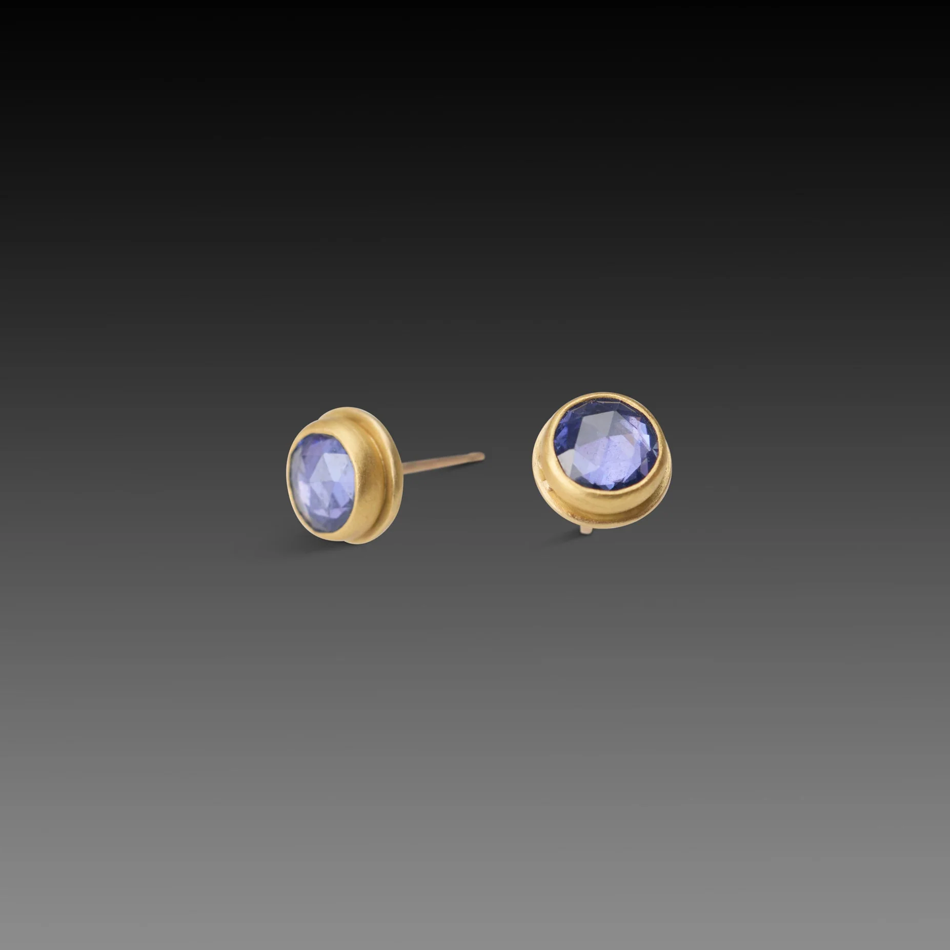 Round Sapphire Stud Earrings - Image 3