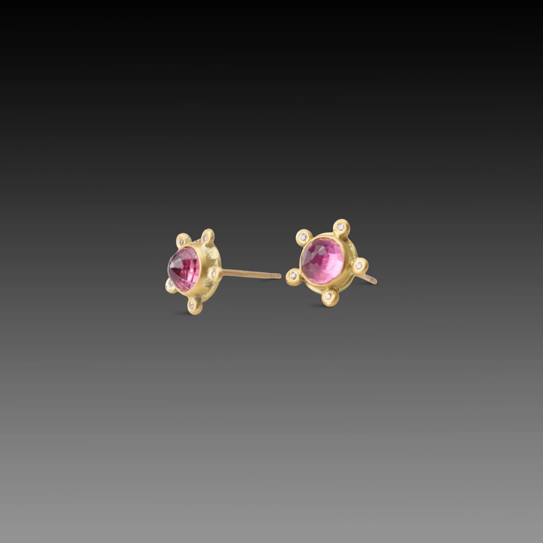 Ruby Stud Earrings with Diamonds - Image 3