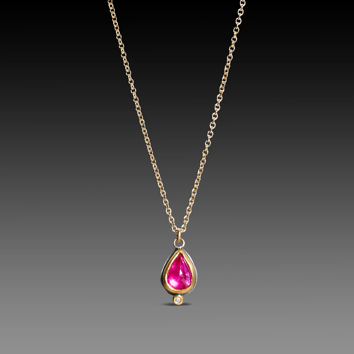 Delicate Ruby Teardrop Necklace