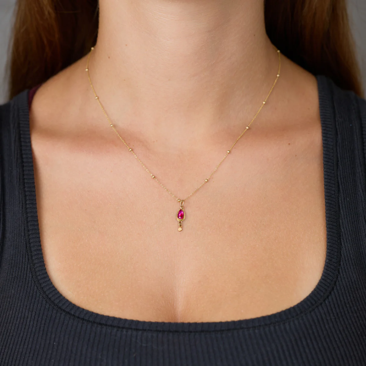 Ruby Teardrop Necklace - Image 2