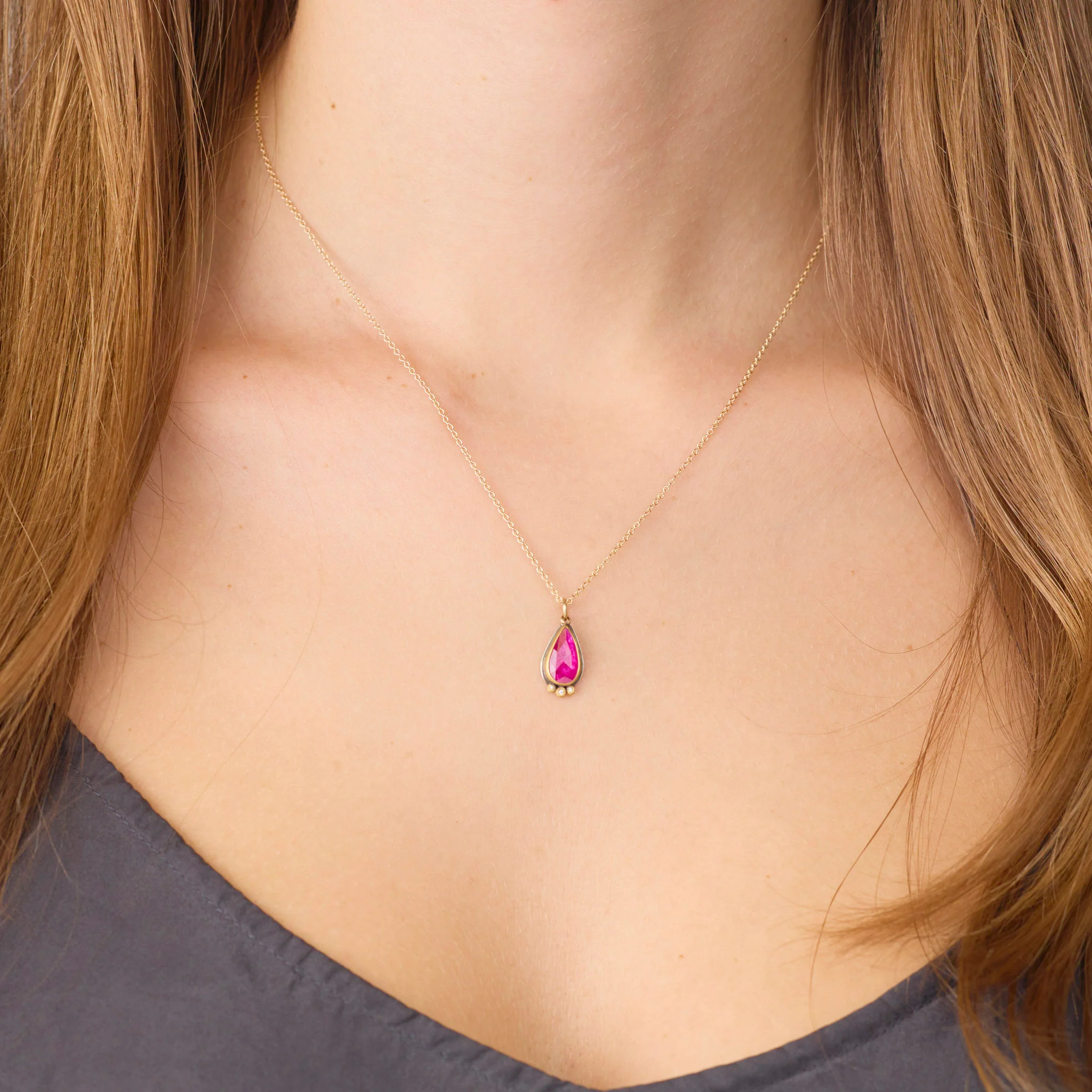 Ruby Teardrop Necklace - Image 2