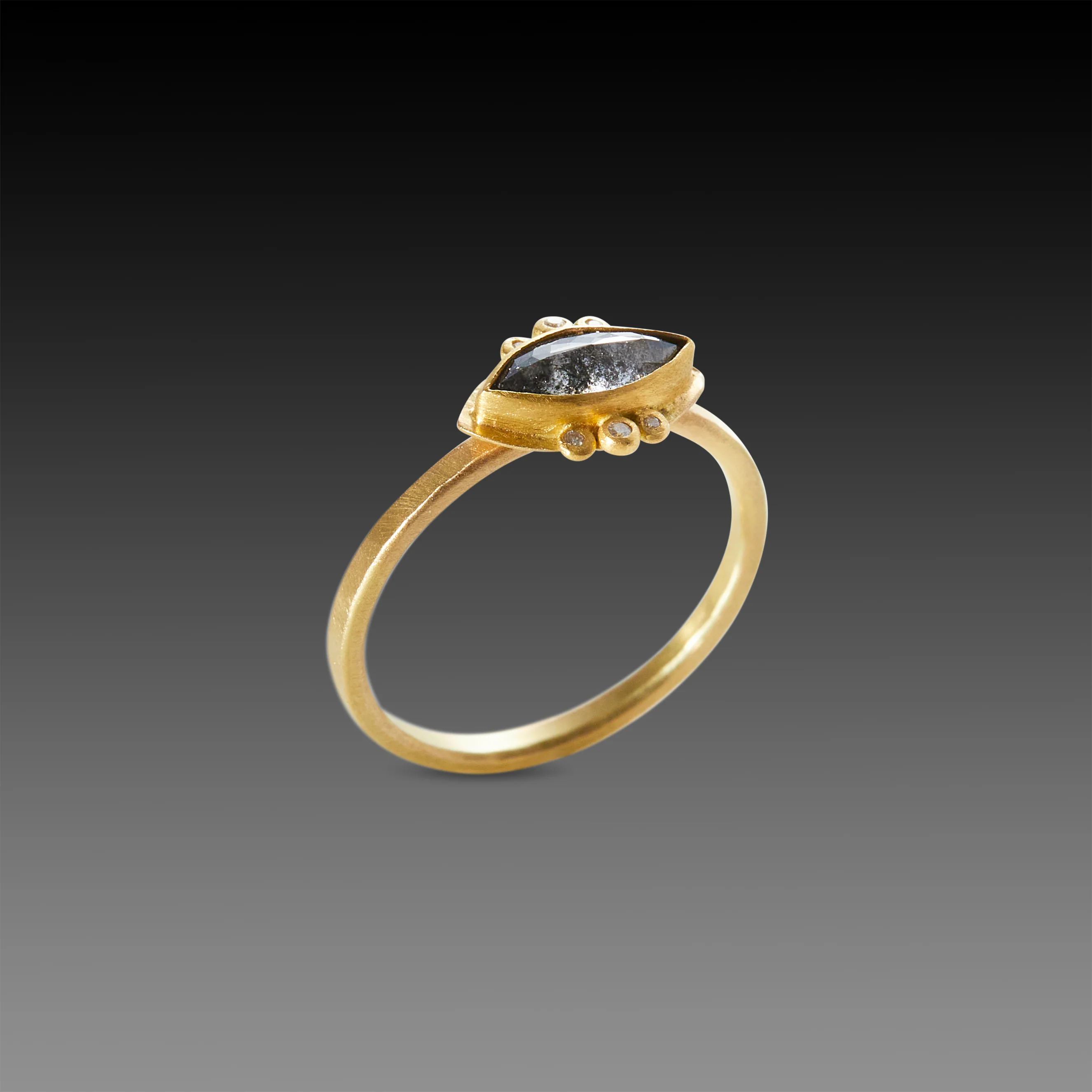 Salt & Pepper Diamond Marquise Ring - Image 2