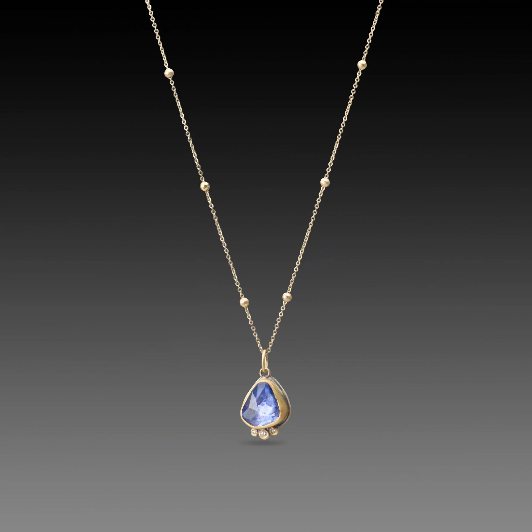 Organic Sapphire Necklace with Diamonds