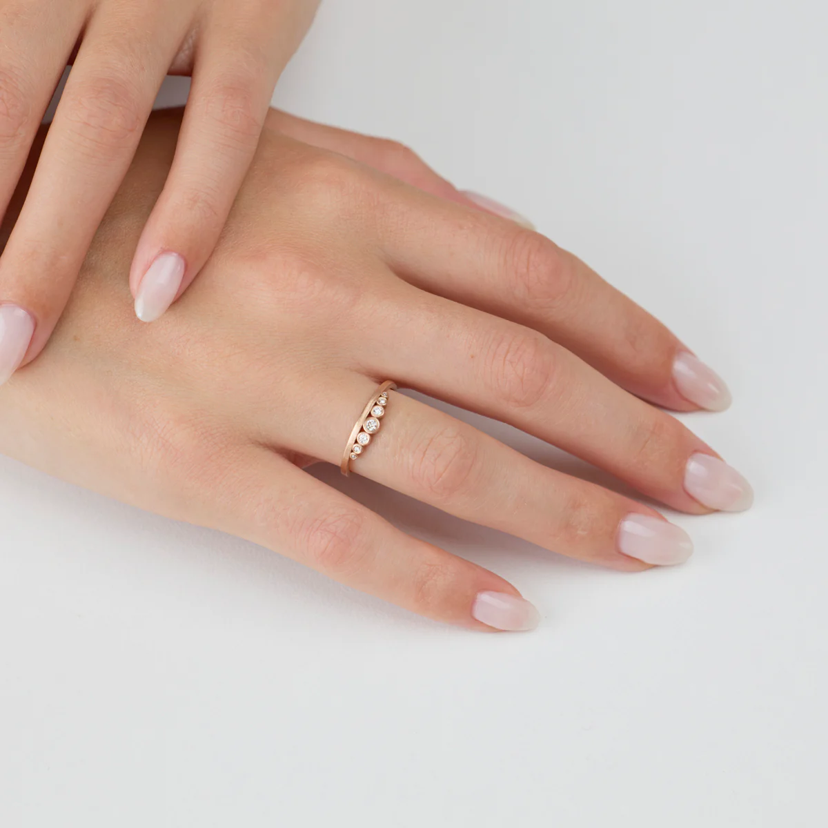 Side Swell Band with Diamonds in Rose Gold - Image 2
