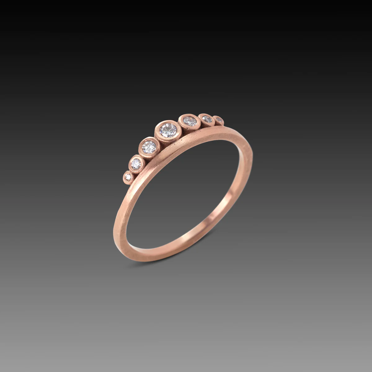 Side Swell Band with Diamonds in Rose Gold - Image 3