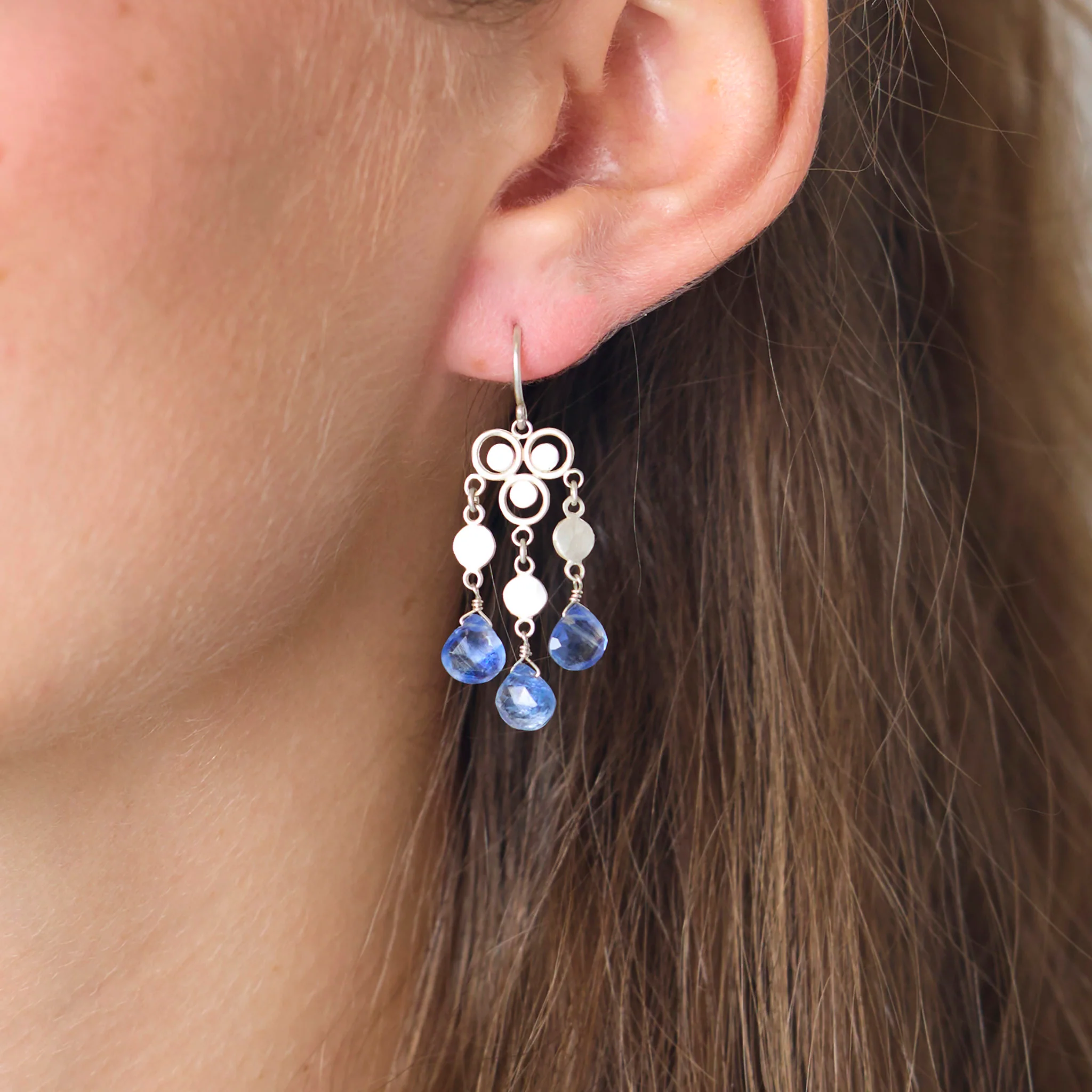 Silver Chandelier Earrings with Kyanite - Image 2