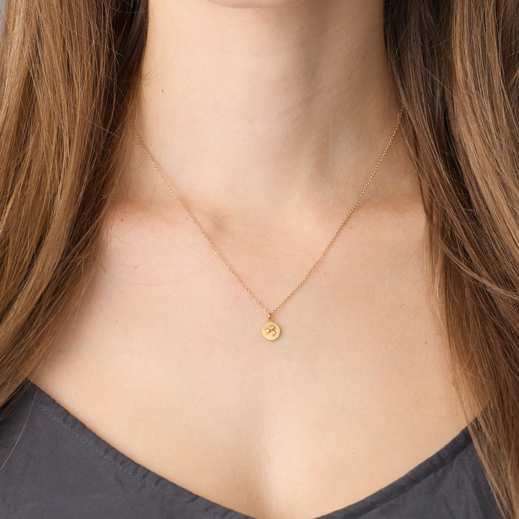 Small Bud Necklace with Diamonds - Image 2