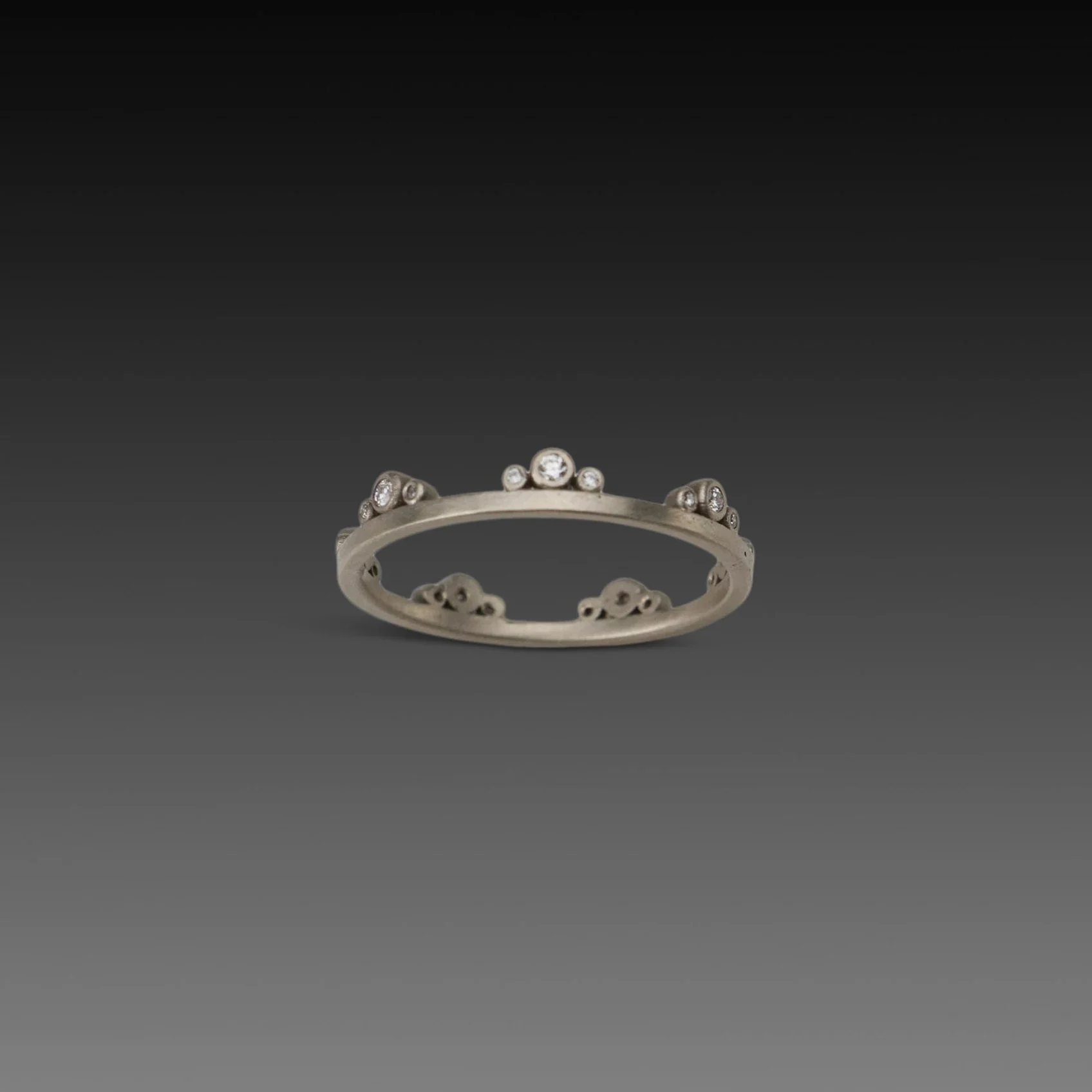 Small Diamond Side Trios Band in White Gold