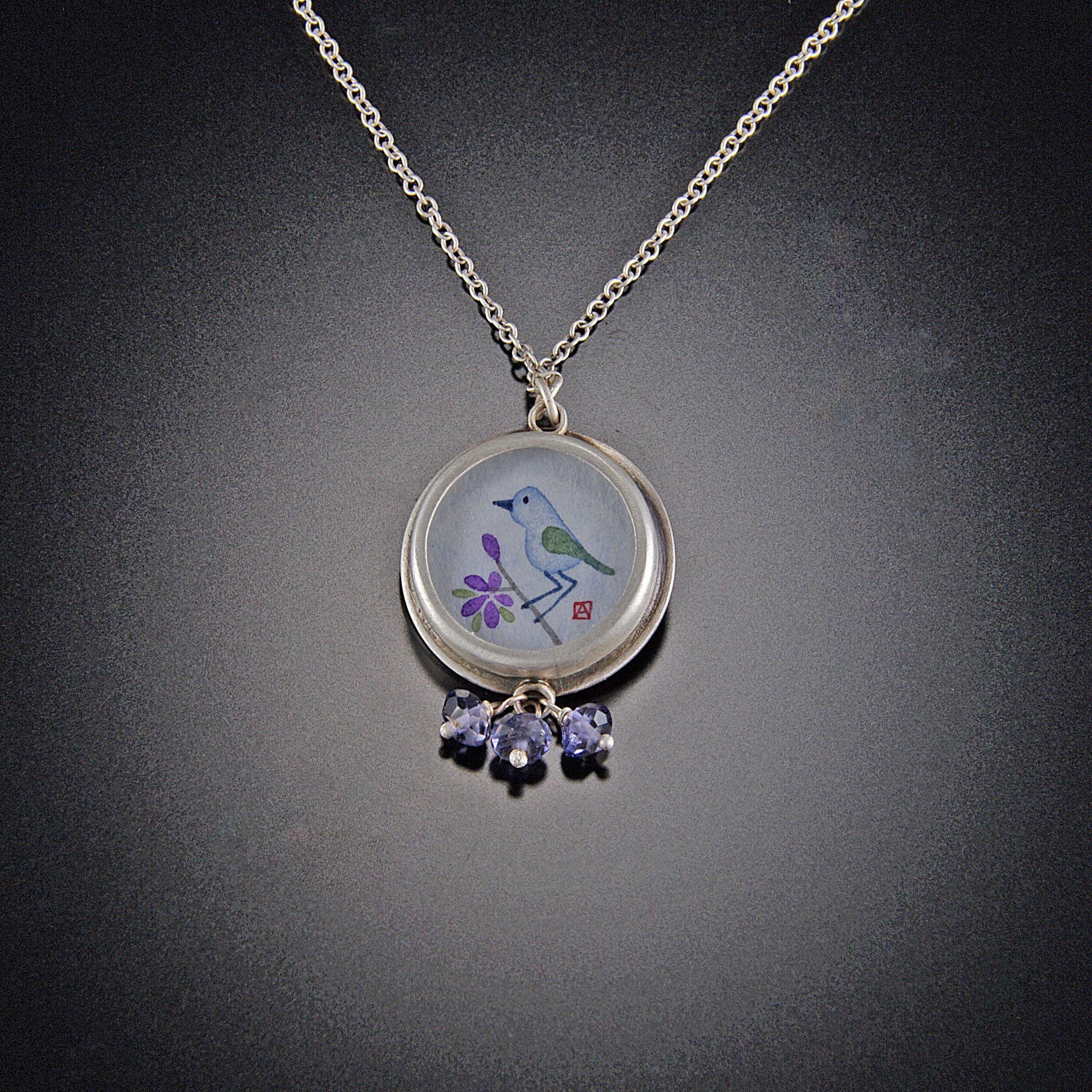 Small Round Bluebird Necklace