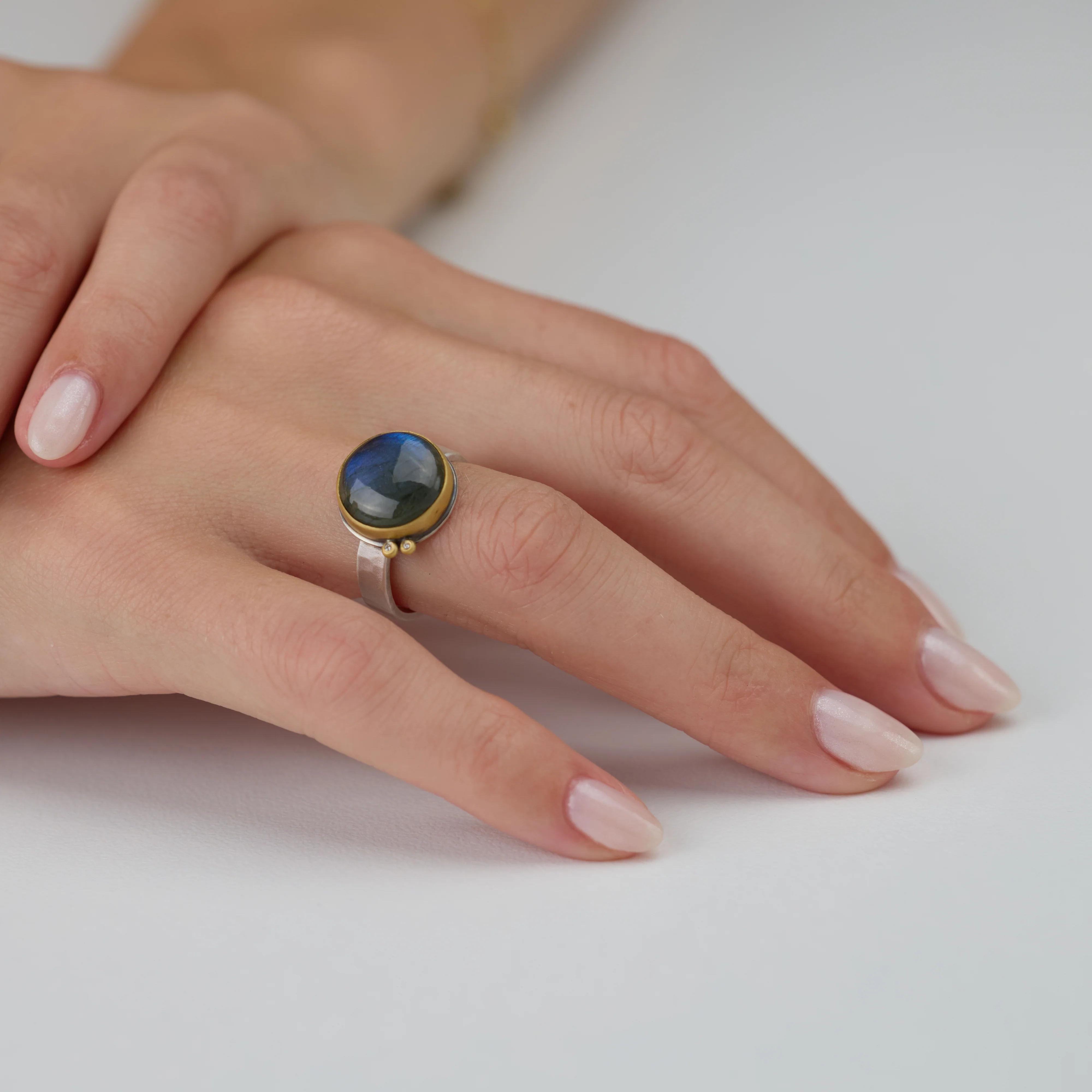 Smooth Round Labradorite Ring - Image 2