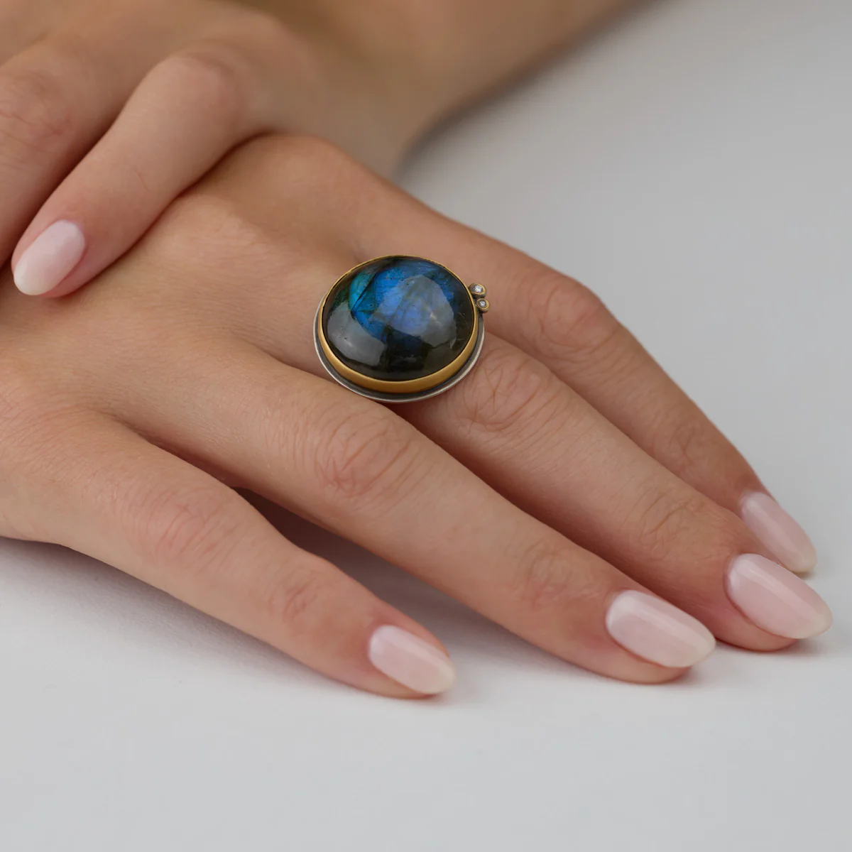 Smooth Round Labradorite Ring - Image 2