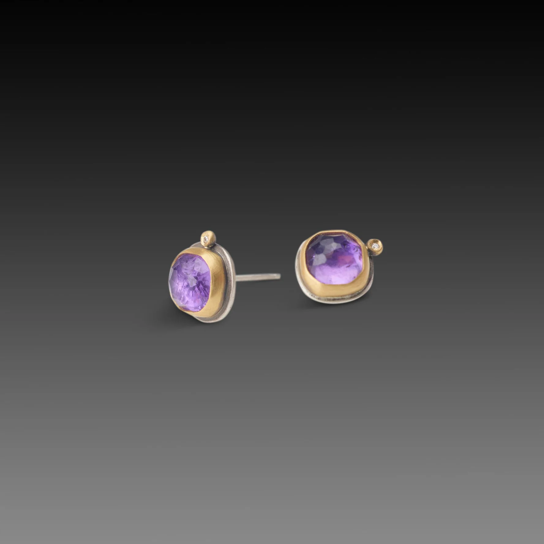 Square Amethyst Stud Earrings - Image 3