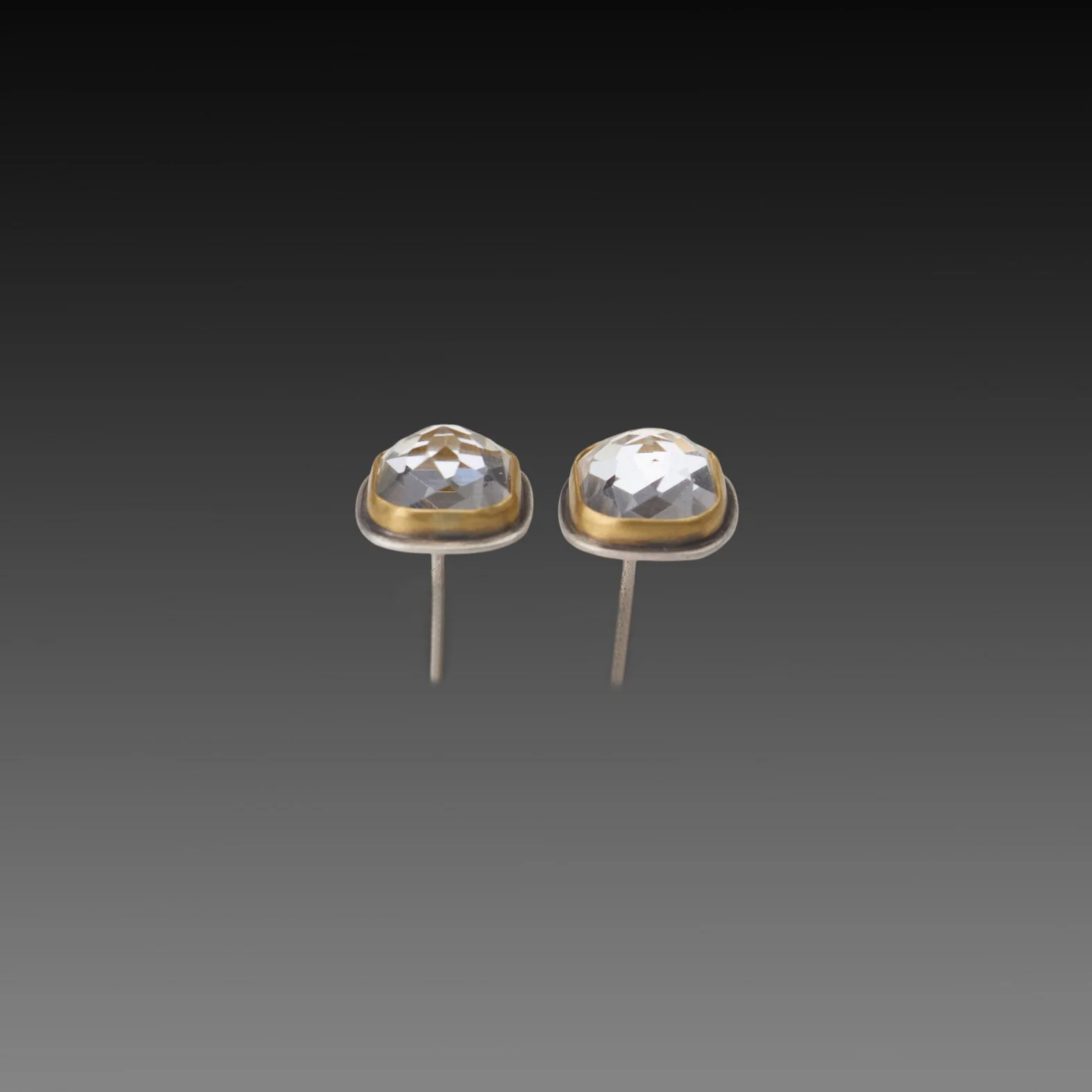 Square White Topaz Stud Earrings - Image 3