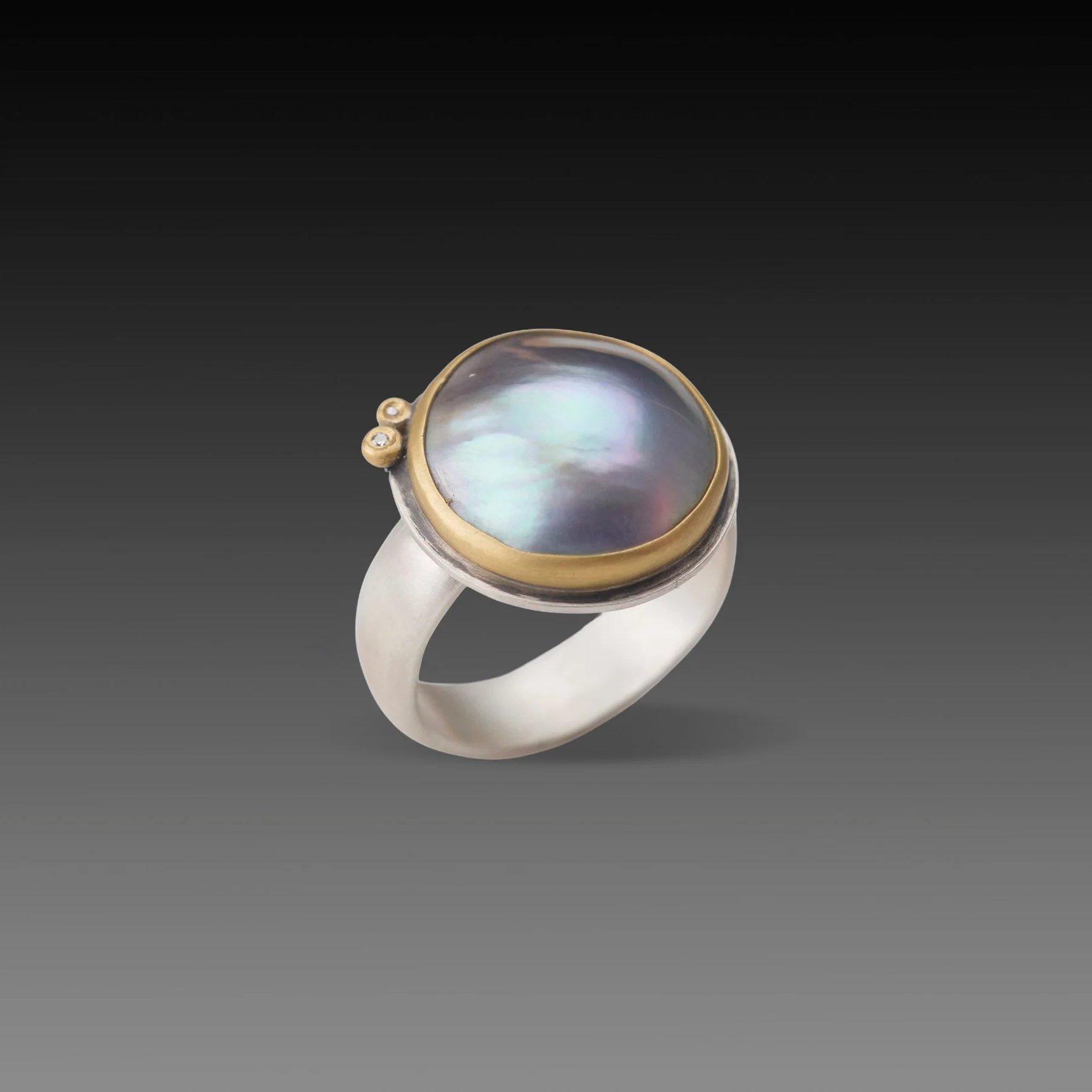 Tahitian Pearl Ring with Diamonds