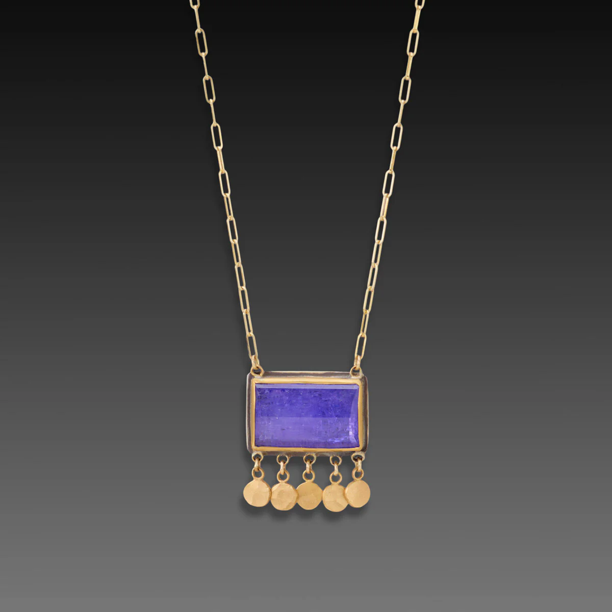 Tanzanite Necklace with 22k Gold Fringe
