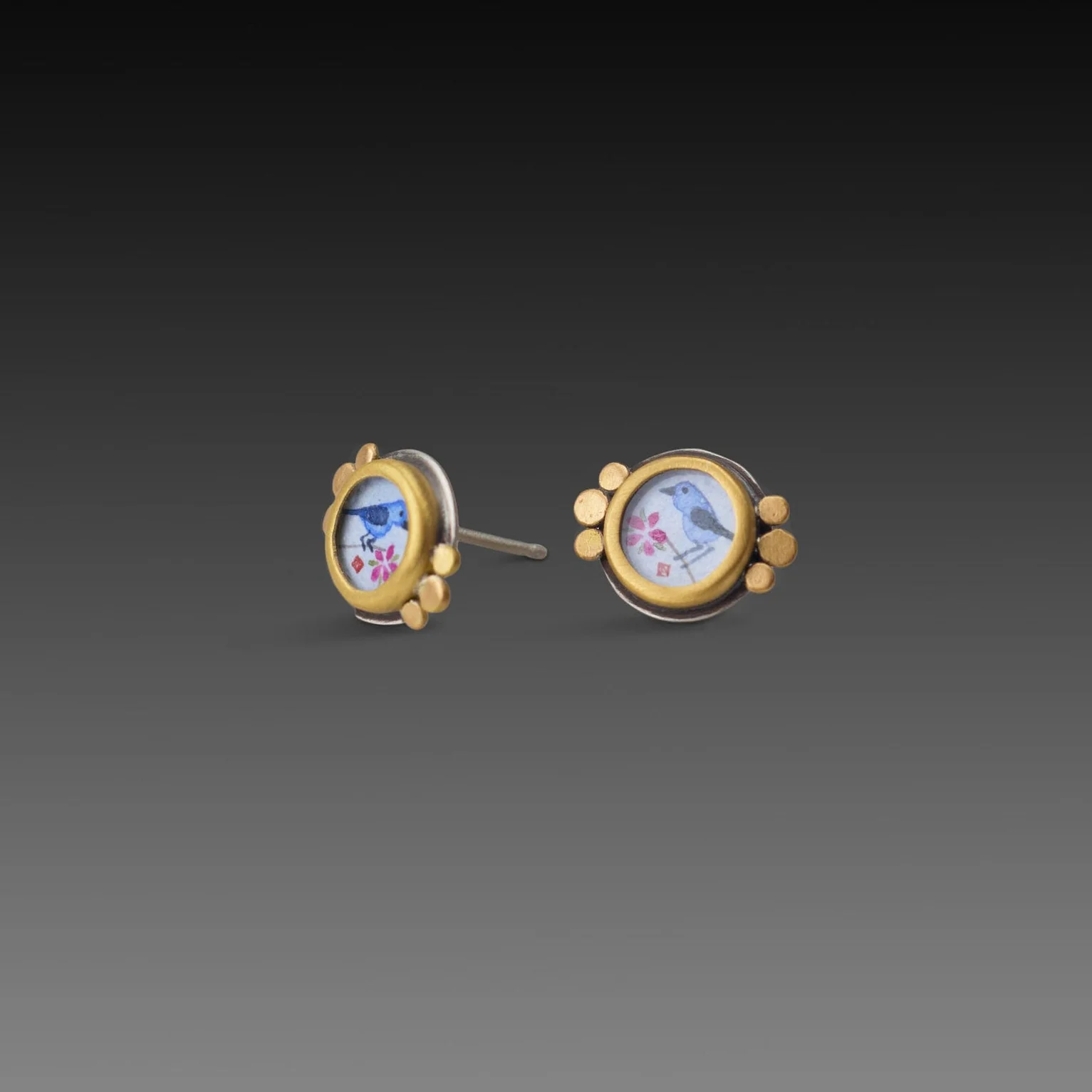 Tiny Bluebird Stud Earrings - Image 3