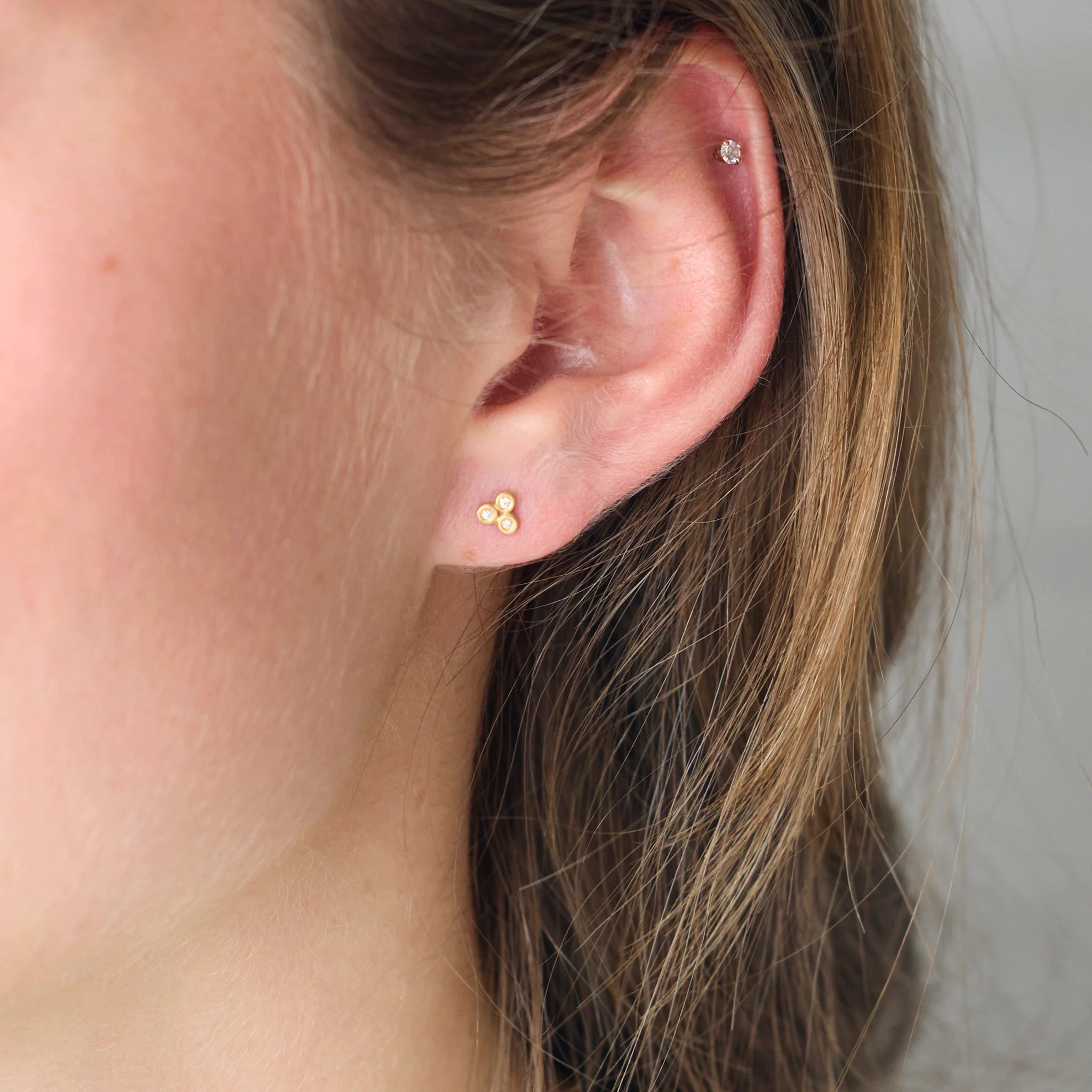 Tiny Diamond Trio Studs - Image 2