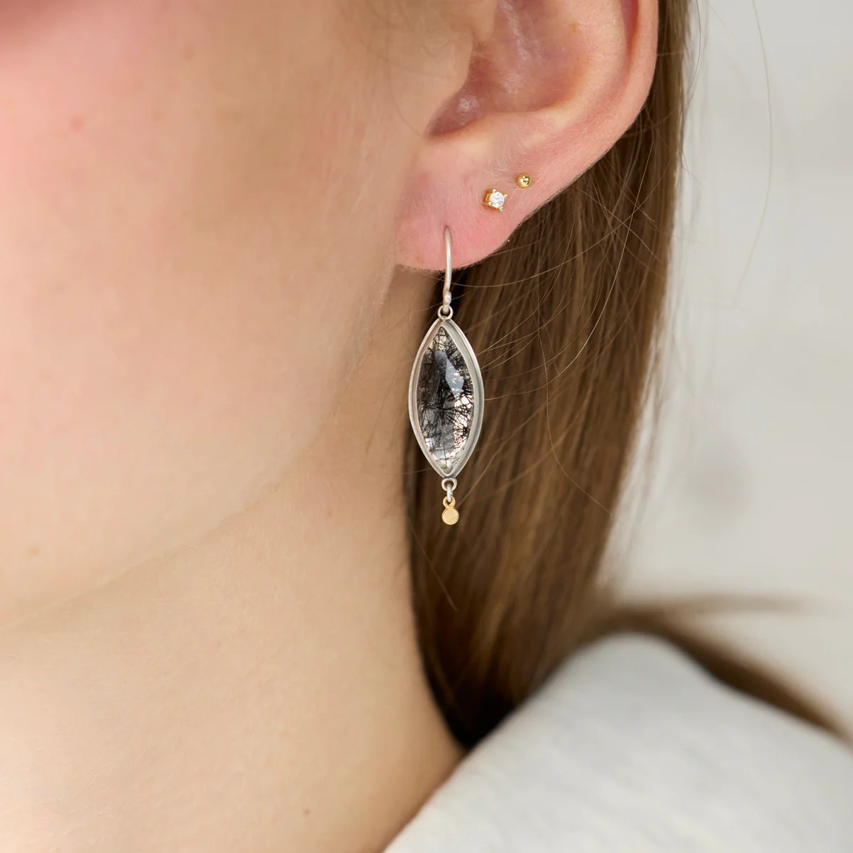 Tourmalinated Quartz Earrings - Image 2