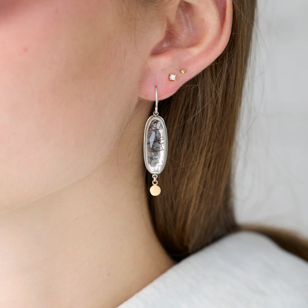 Tourmalinated Quartz Earrings - Image 2