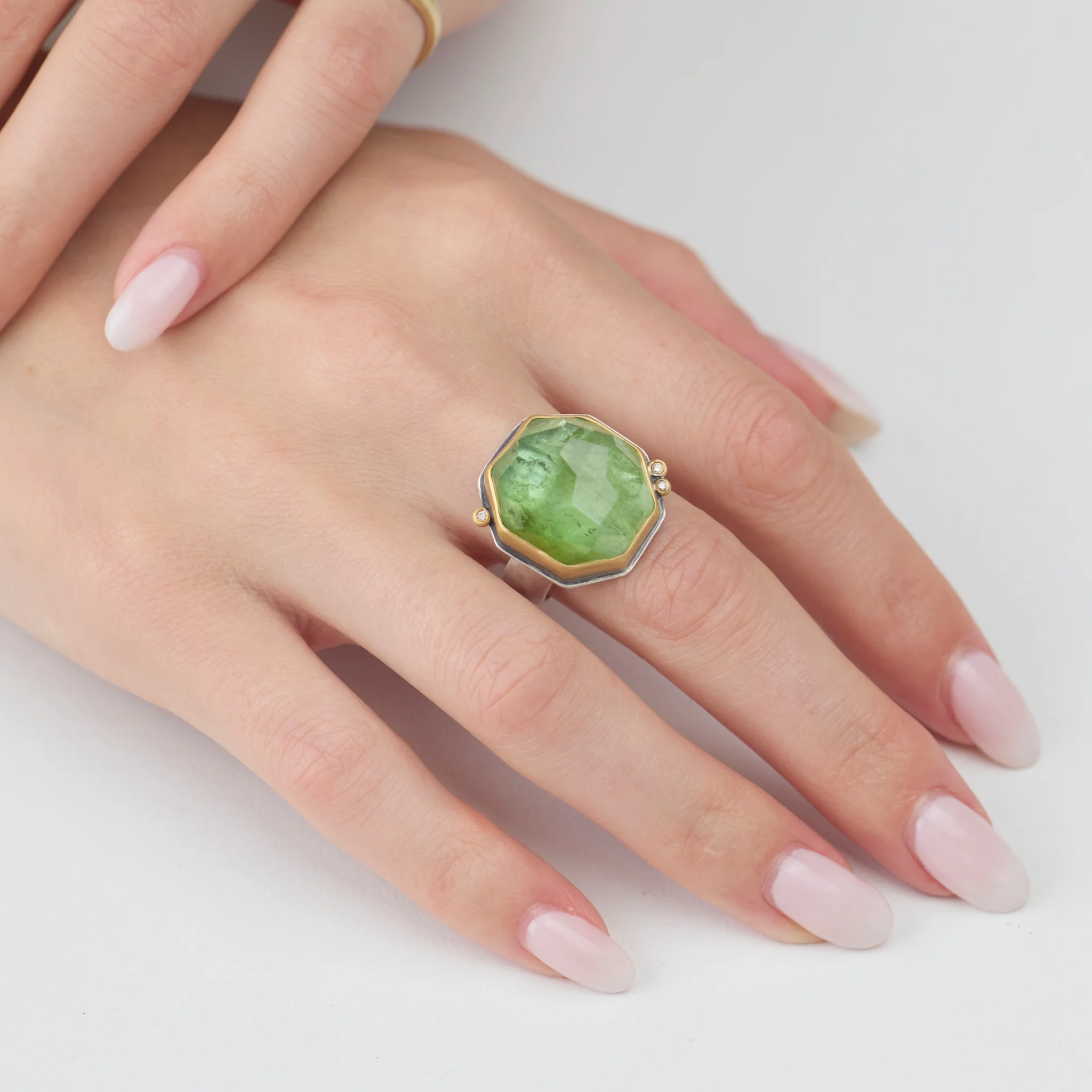 Tourmaline Citrus Ring with Diamonds - Image 2