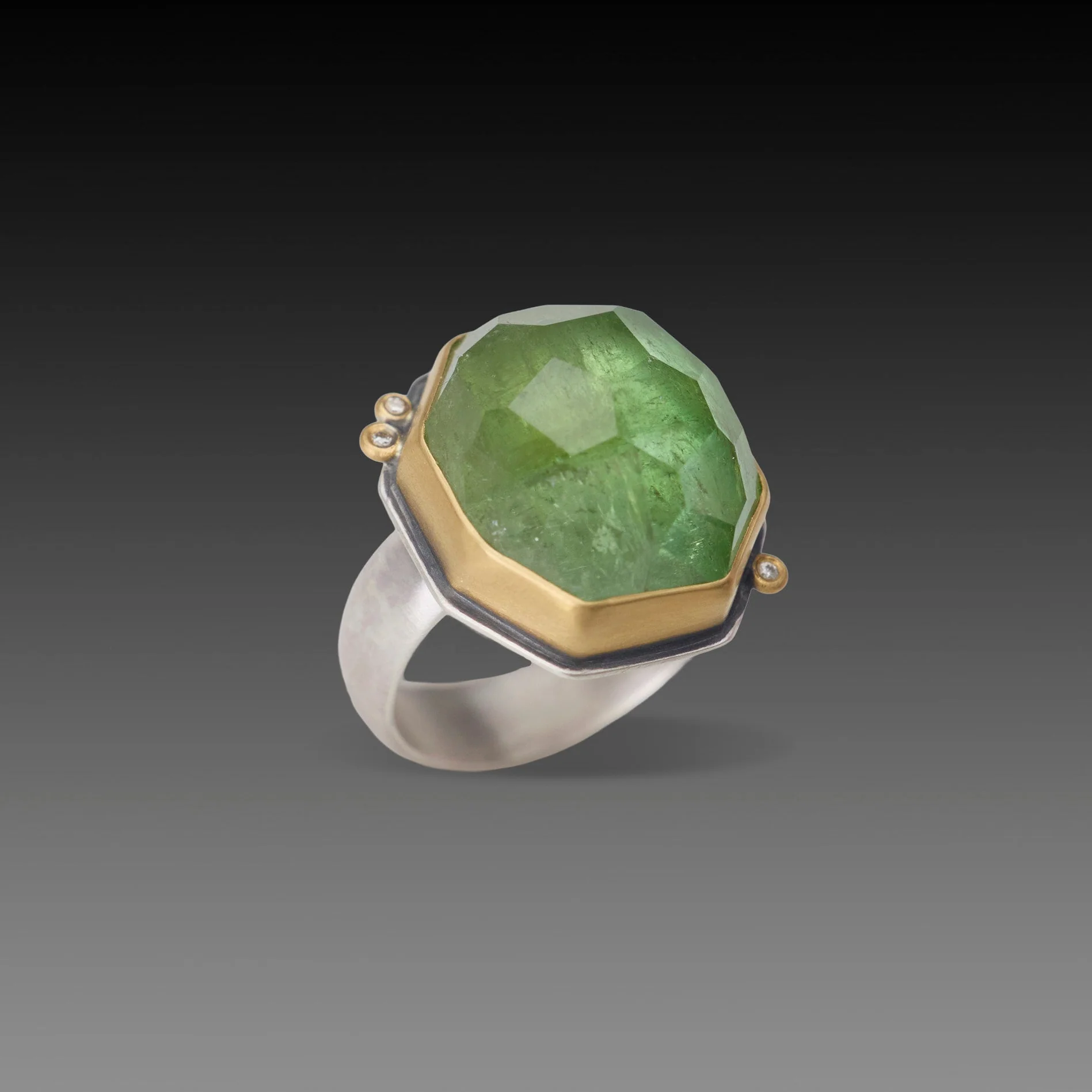 Tourmaline Citrus Ring with Diamonds - Image 3