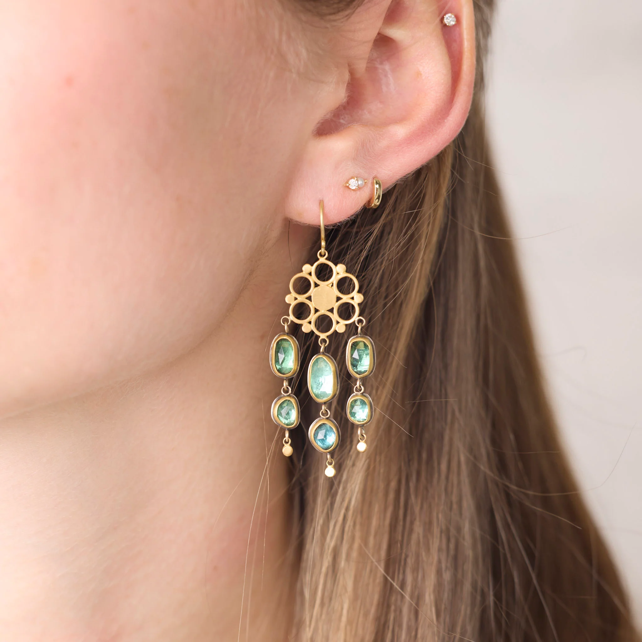 Tourmaline Mandala Chandelier Earrings - Image 2