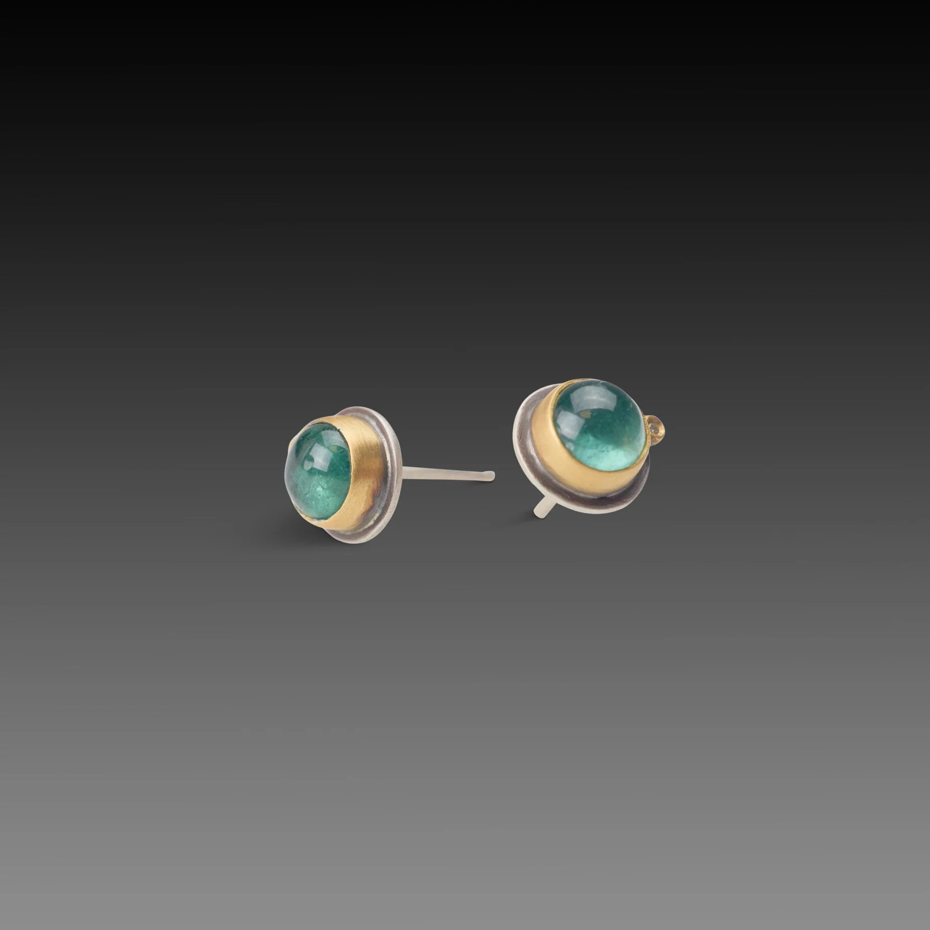 Tourmaline Stud Earrings with Diamond Dot - Image 3