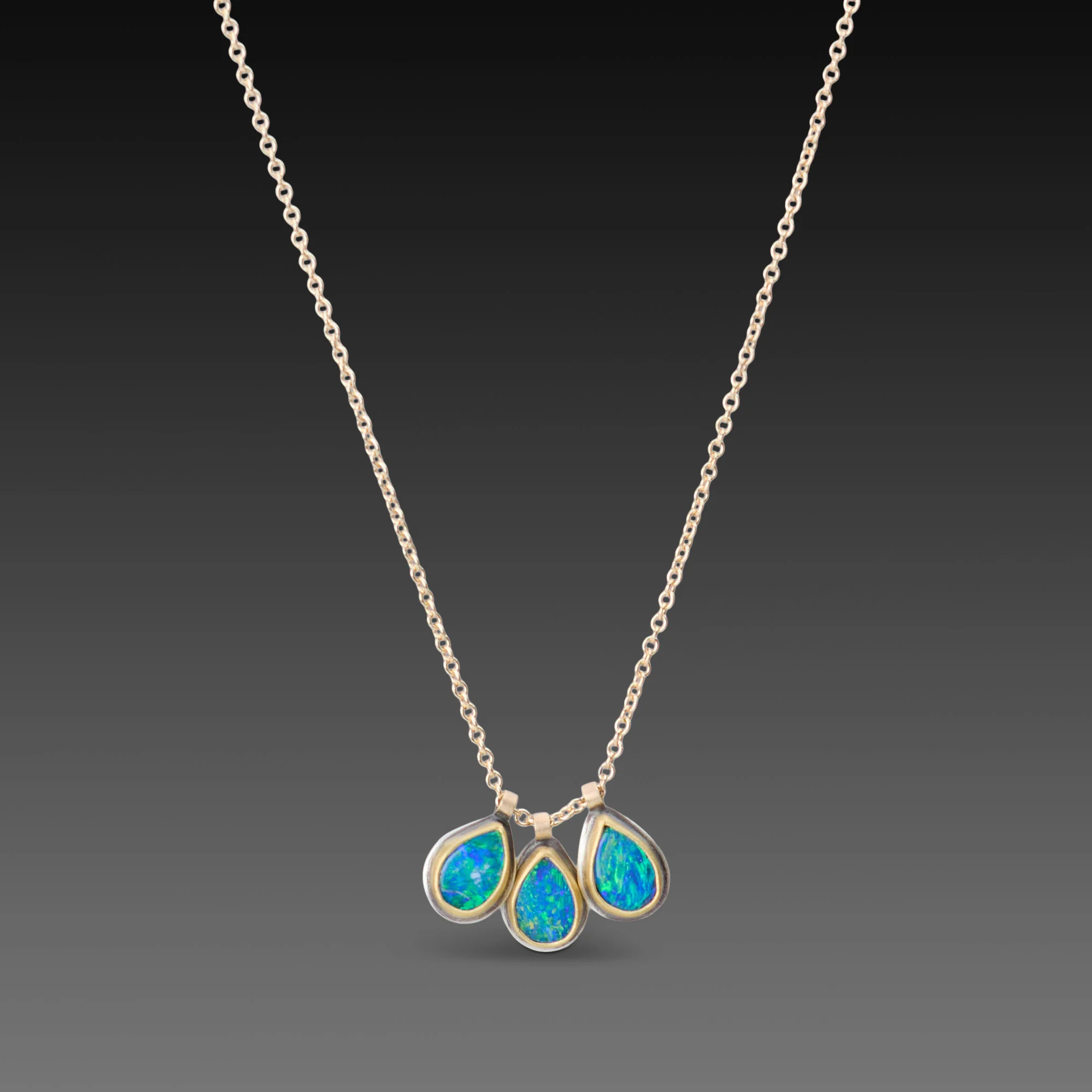 Triple Teardrop Australian Opal Necklace