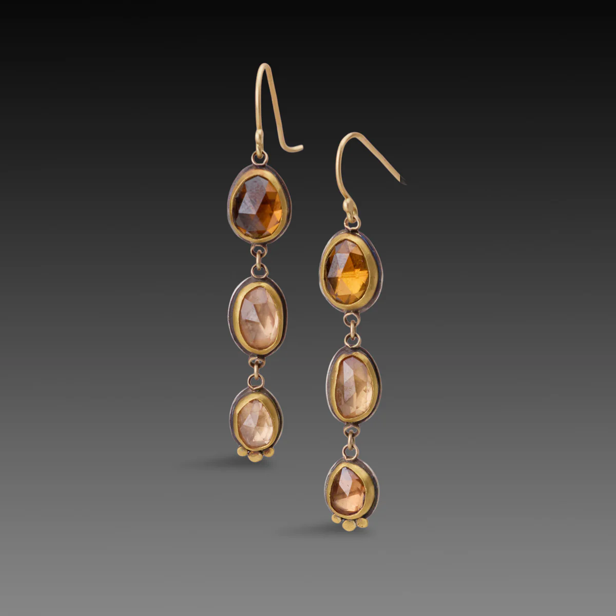 Triple Zircon Drop Earrings