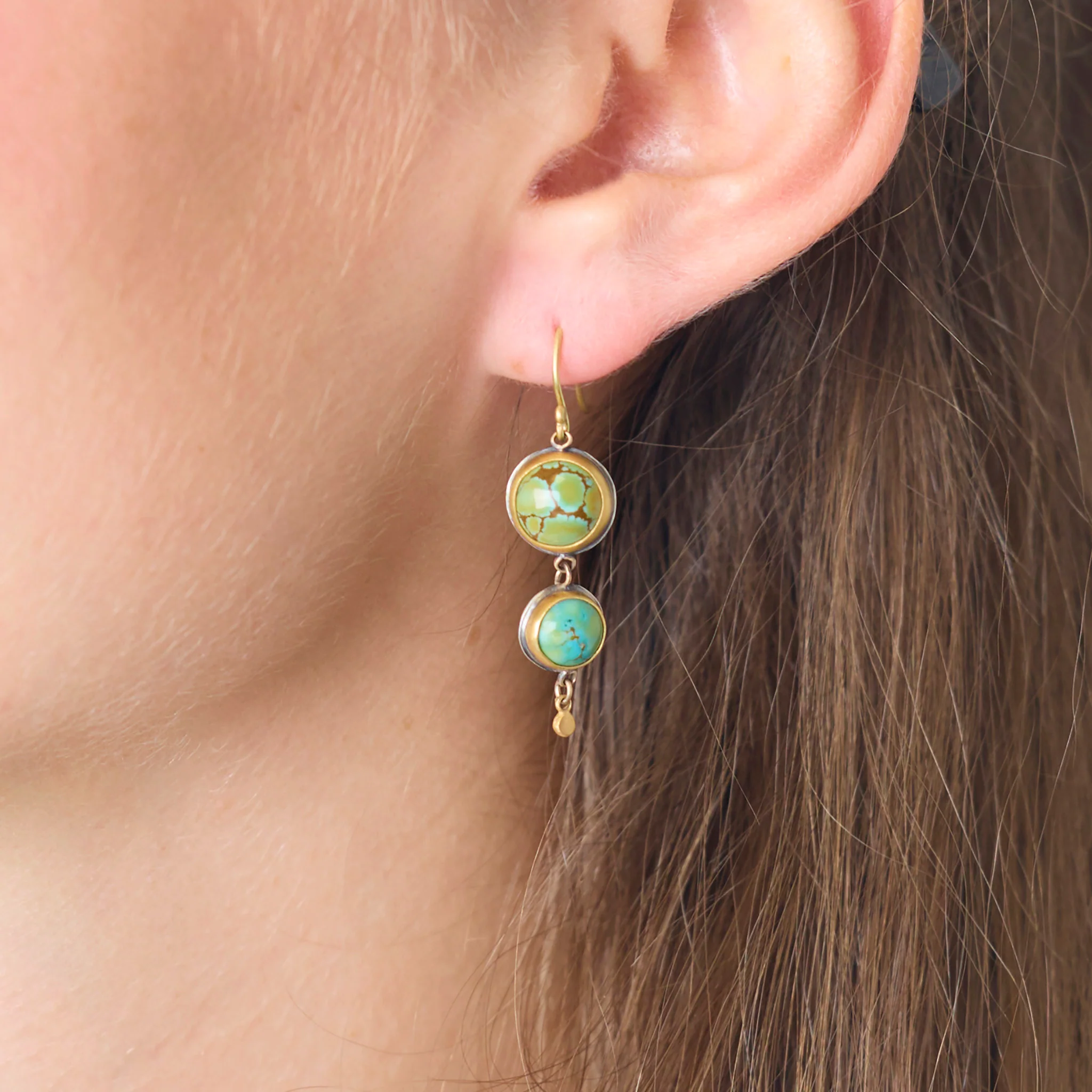 Turquoise Double Drop Earrings - Image 2