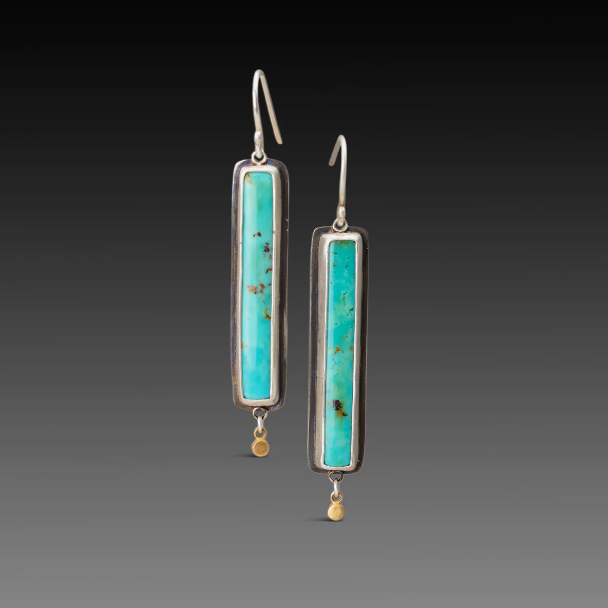 Turquoise Earrings with 22k Gold Drops