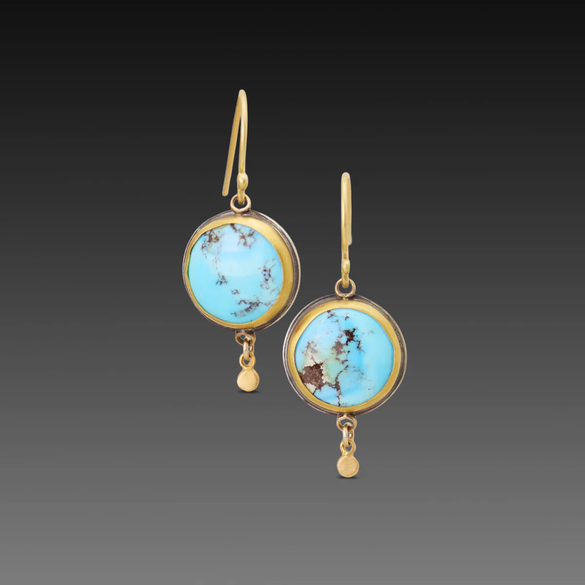 Turquoise Earrings with Gold Drops