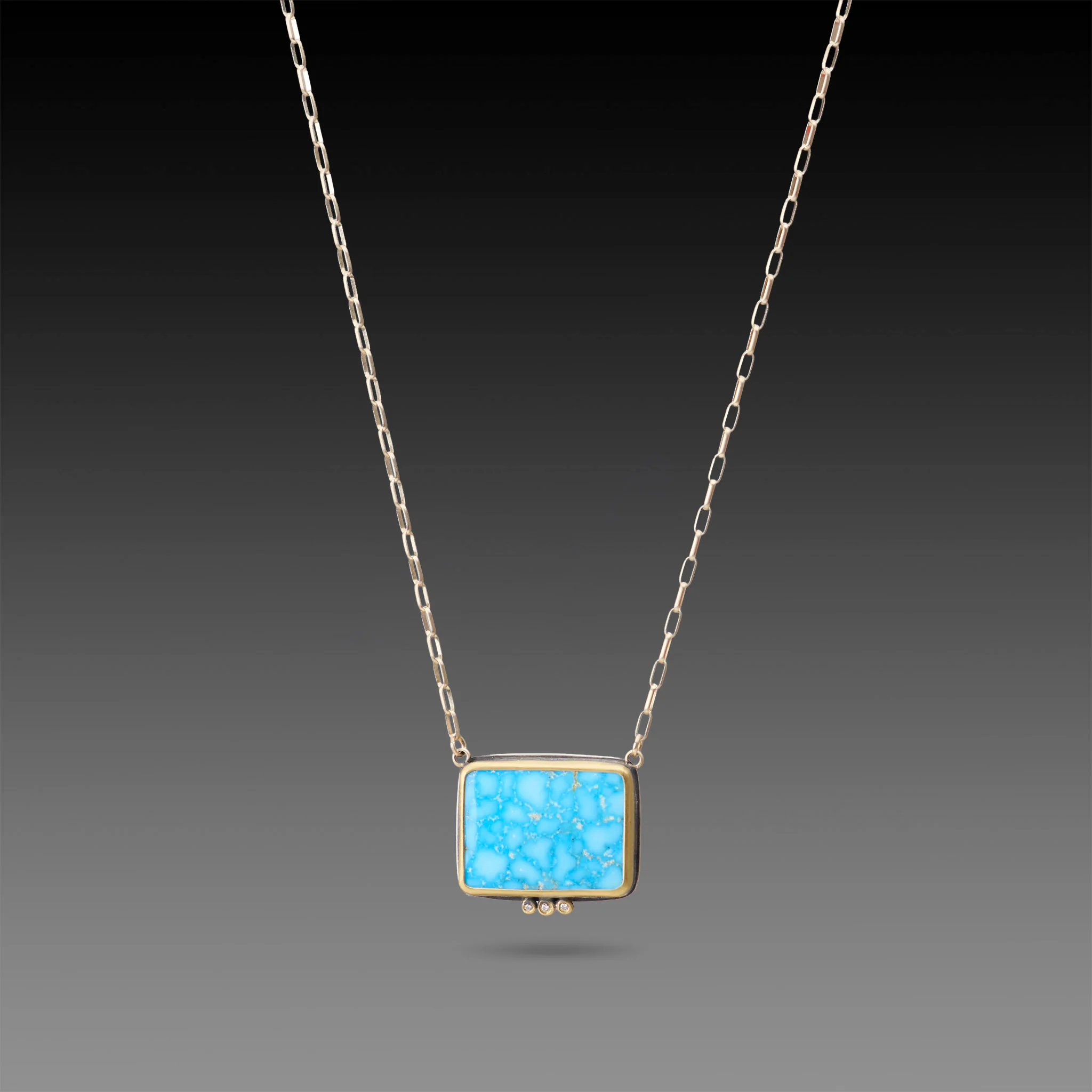 Turquoise Necklace with Diamond Trio