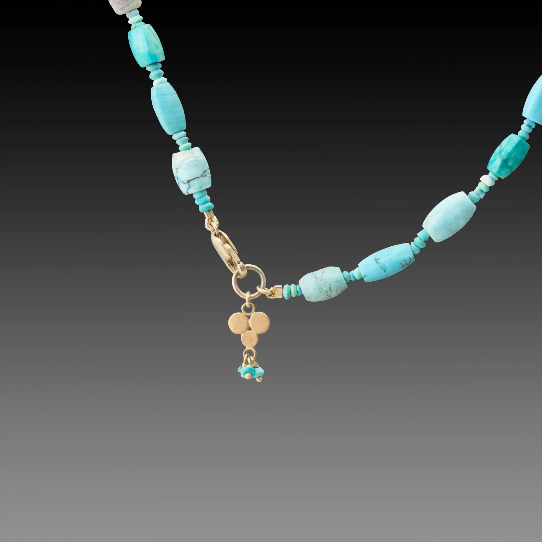 Turquoise Necklace with Gold Trio Charm - Image 3