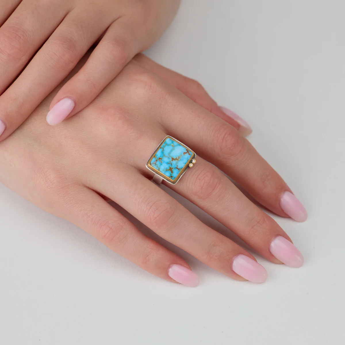 Turquoise Ring with Diamonds - Image 2