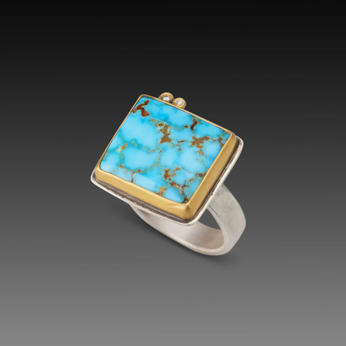 Turquoise Ring with Diamonds - Image 3