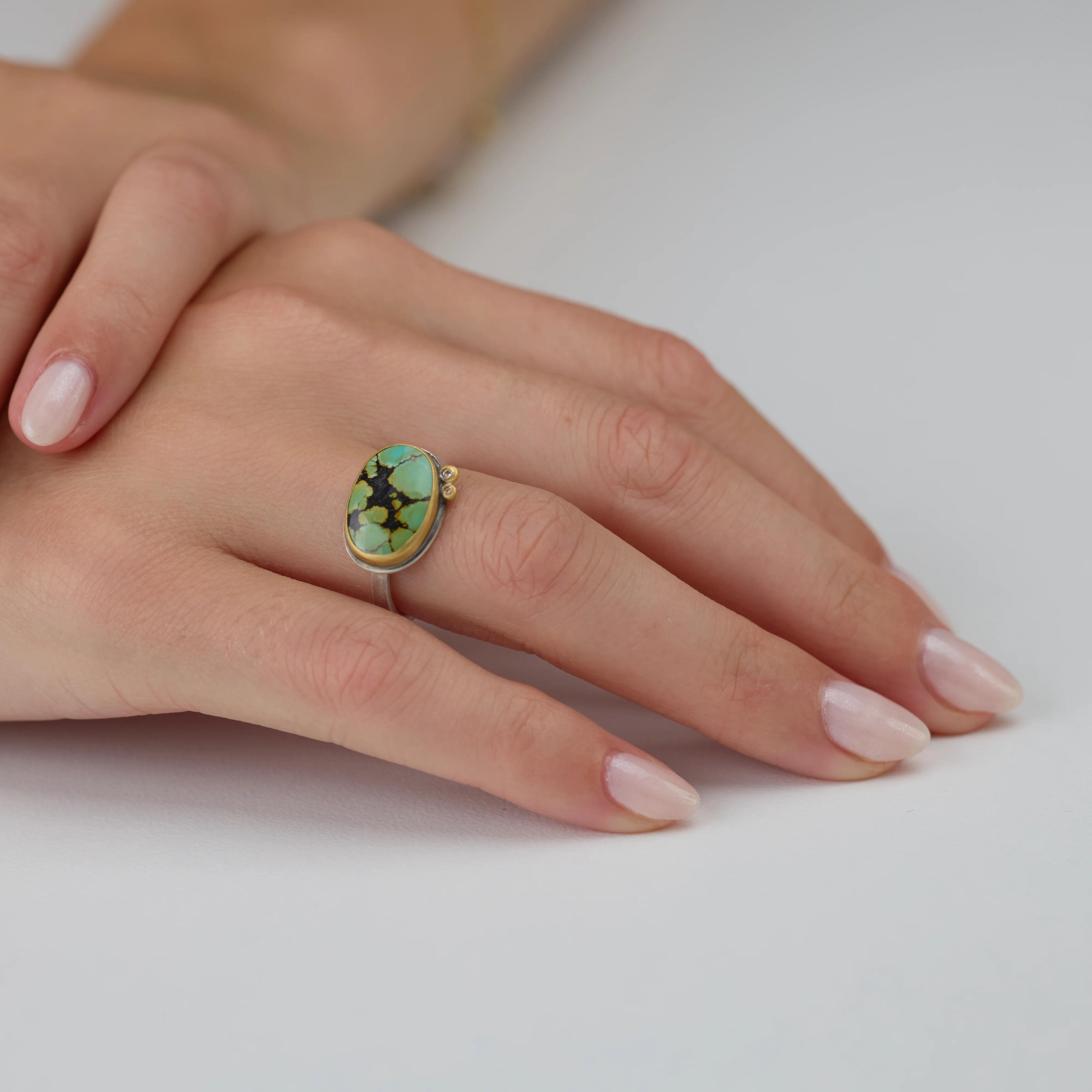 Turquoise Ring with Diamonds - Image 2