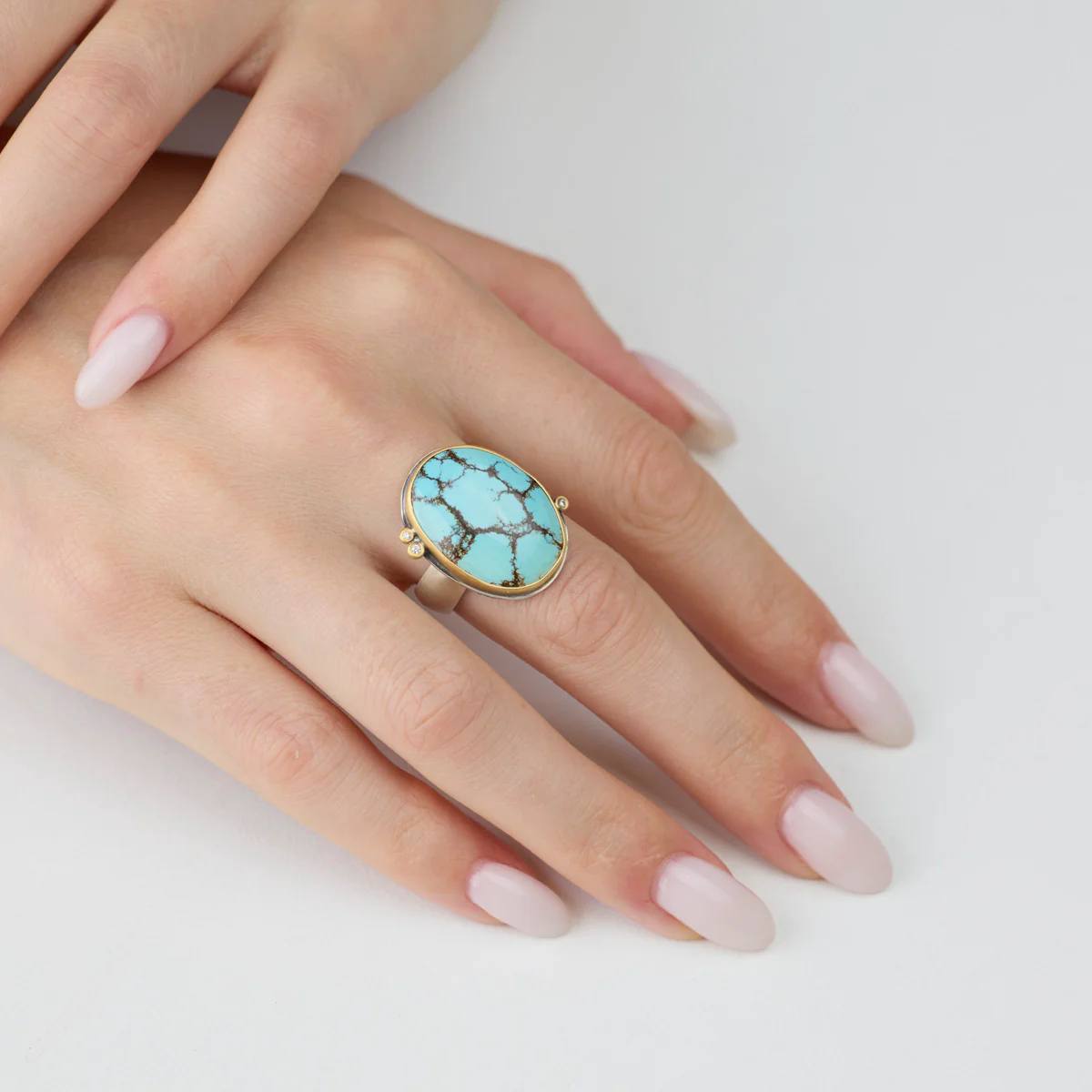 Turquoise Ring with Diamonds - Image 2