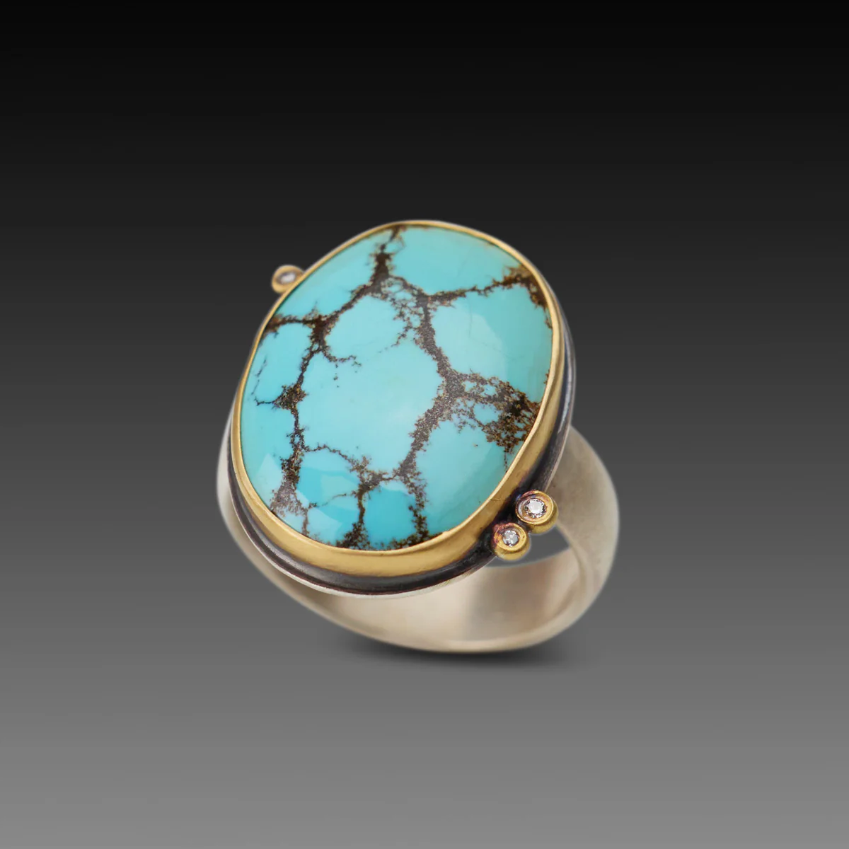Turquoise Ring with Diamonds - Image 3
