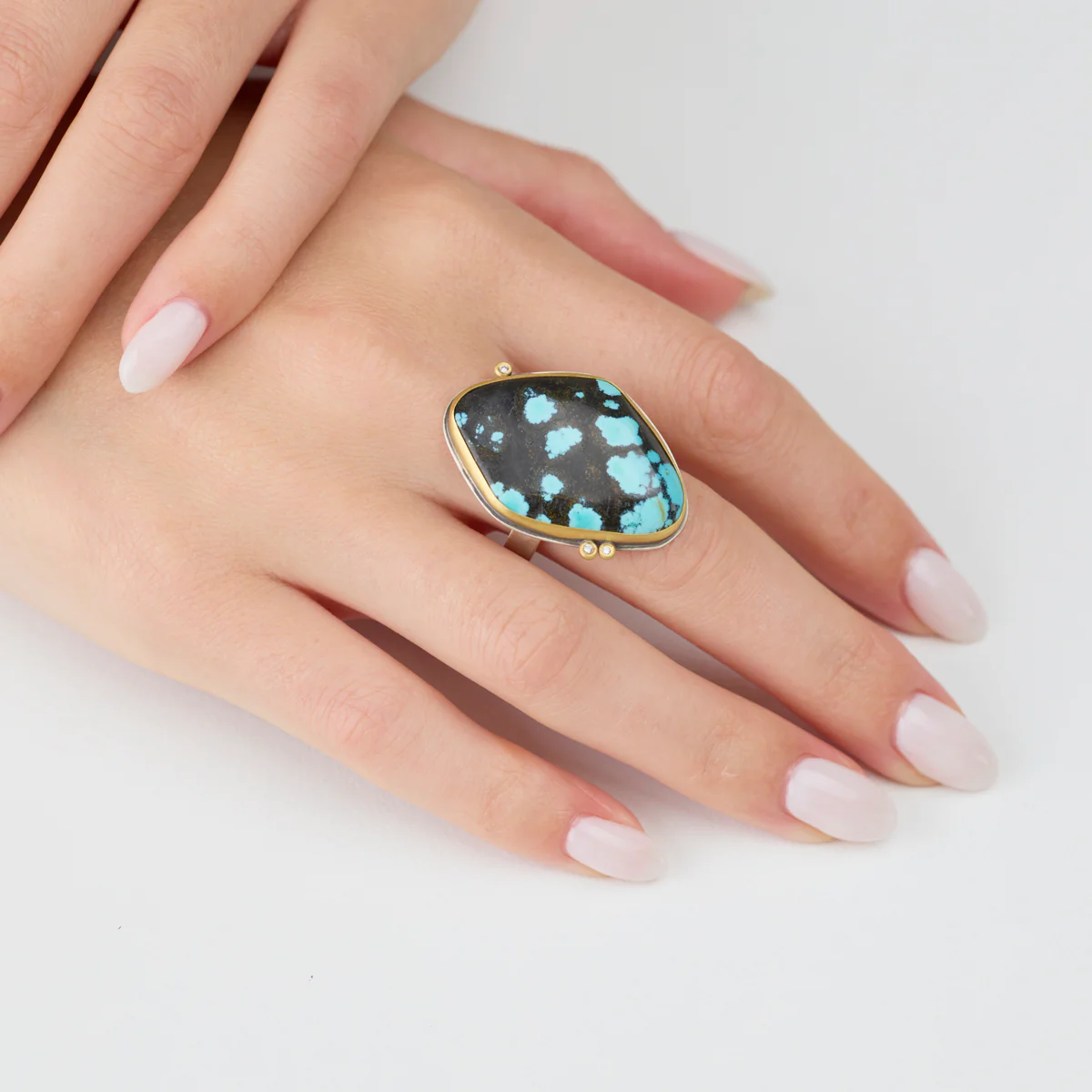 Turquoise Ring with Diamonds - Image 2