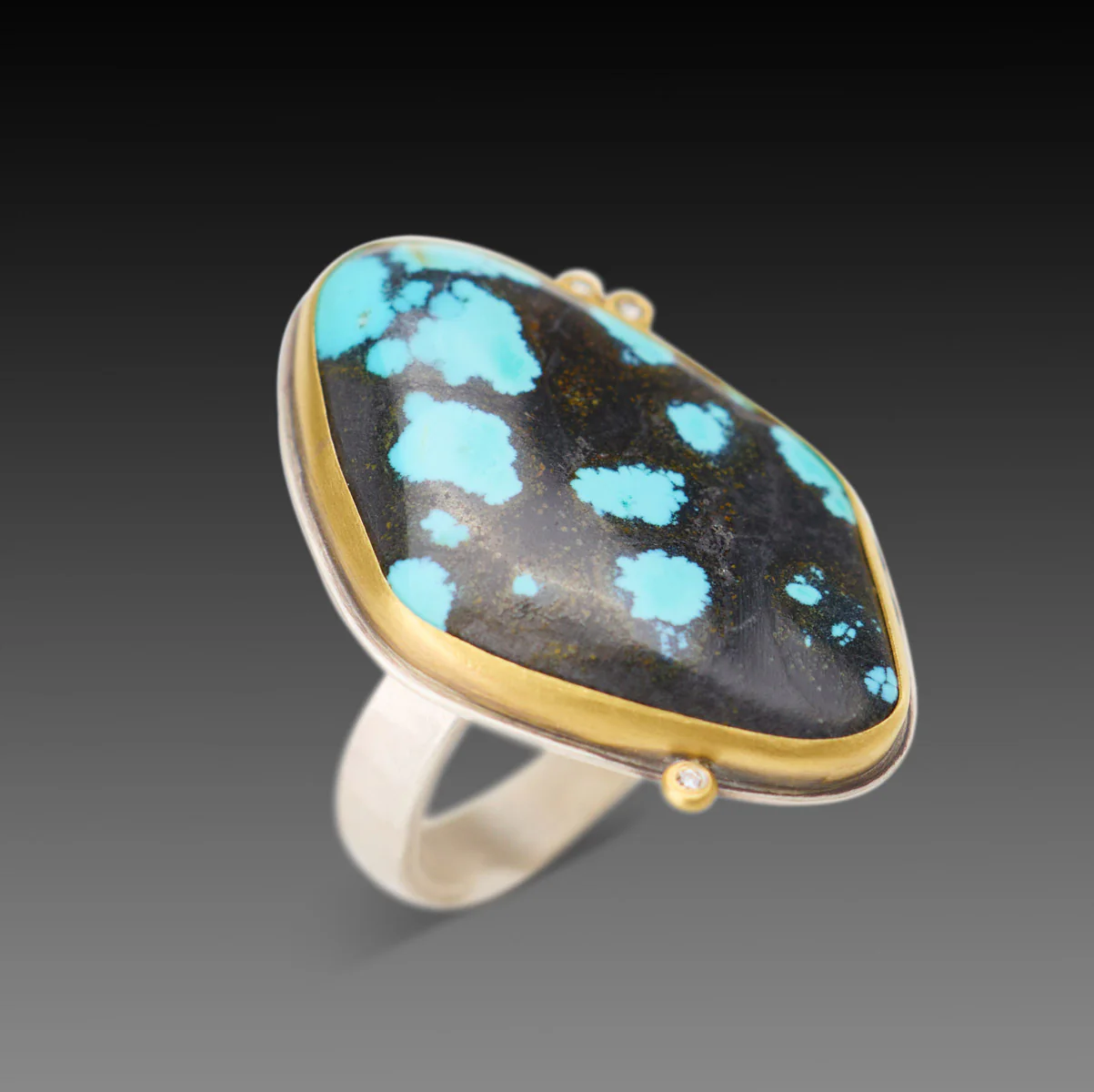 Turquoise Ring with Diamonds - Image 3