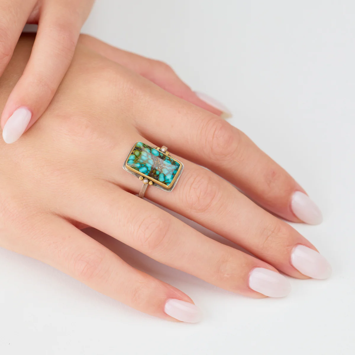 Turquoise Ring with Diamonds - Image 2